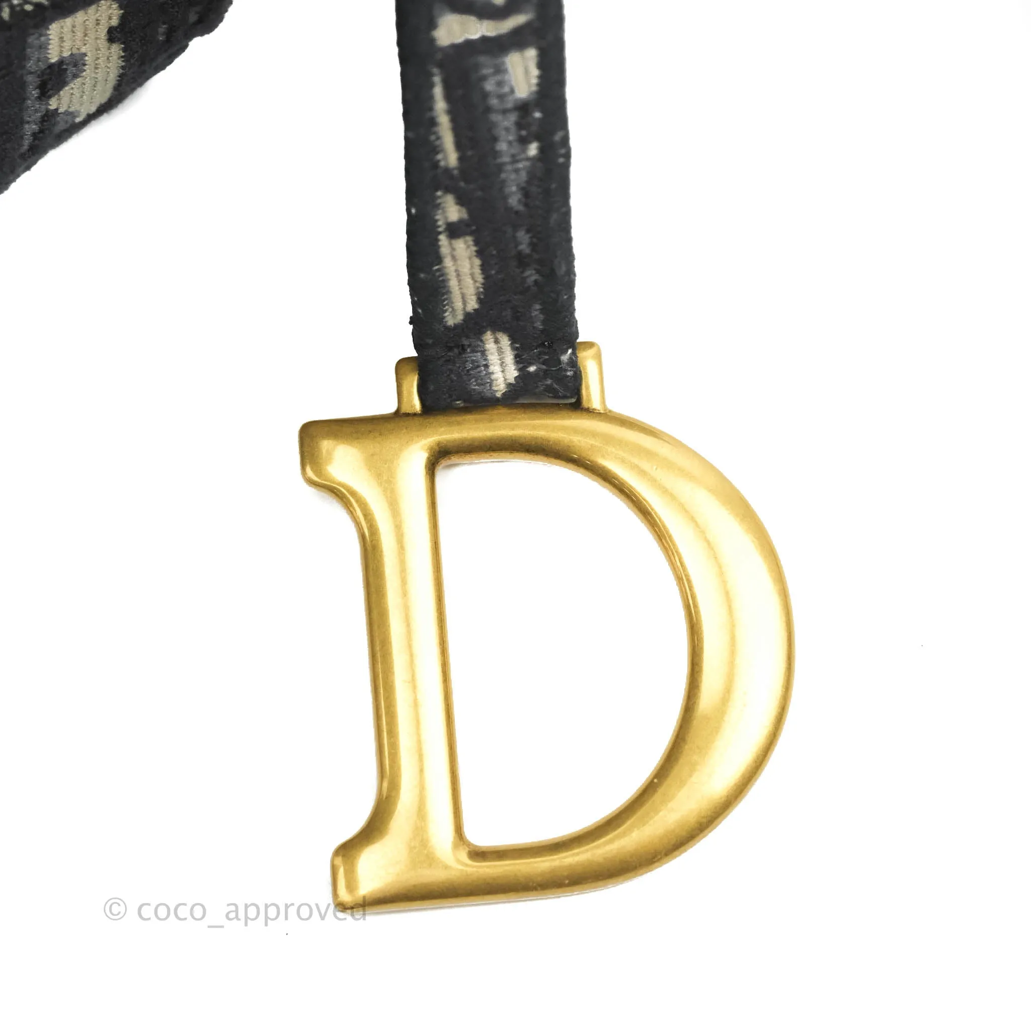 Christian Dior Navy Saddle Bag Dior Oblique Embroidery Gold Hardware