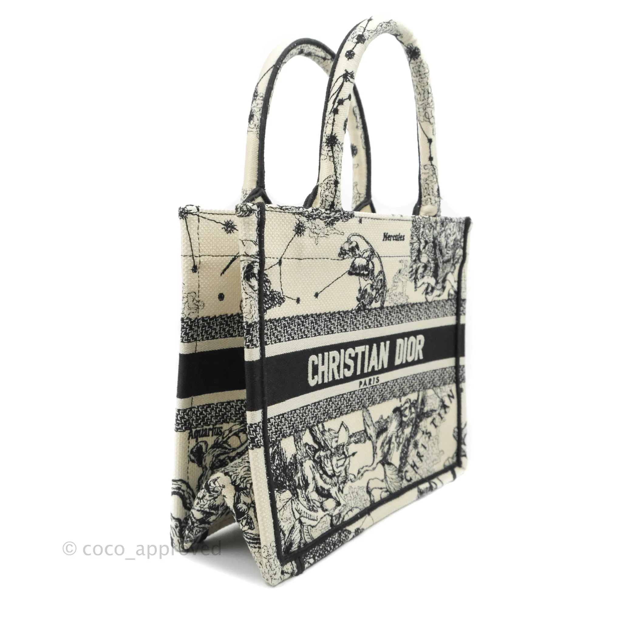 Christian Dior New Small Latte Dior Zodiac Embroidery Canvas Book Tote