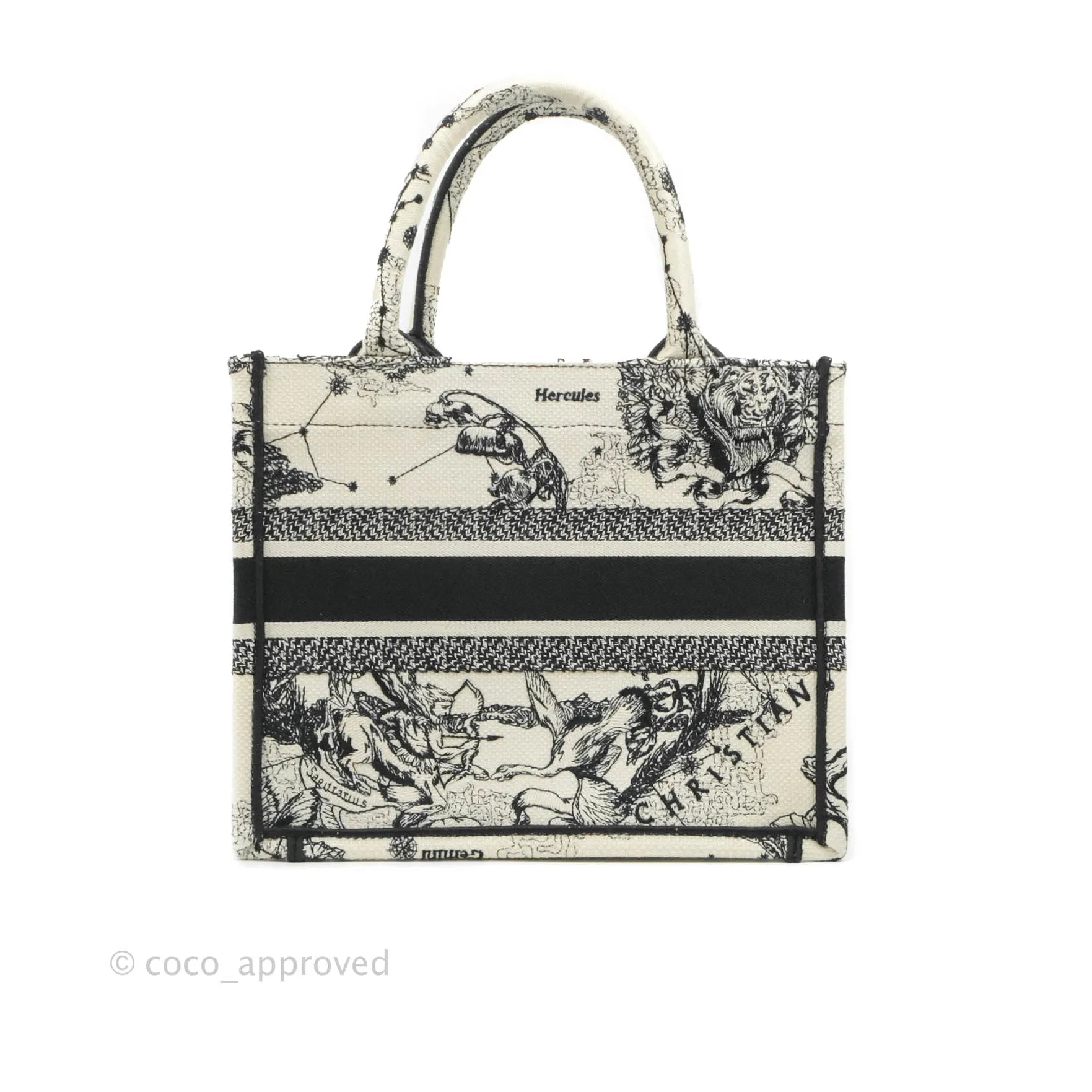 Christian Dior New Small Latte Dior Zodiac Embroidery Canvas Book Tote