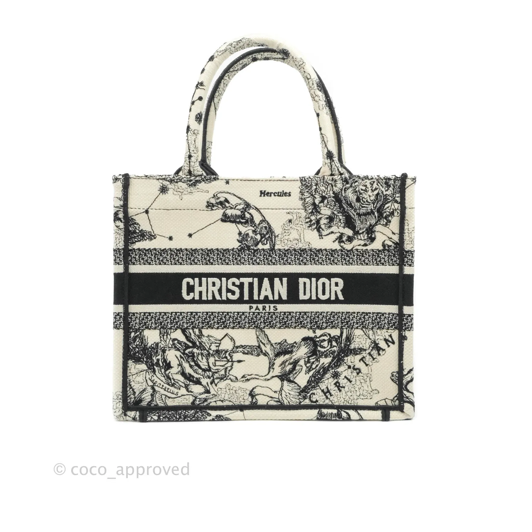 Christian Dior New Small Latte Dior Zodiac Embroidery Canvas Book Tote