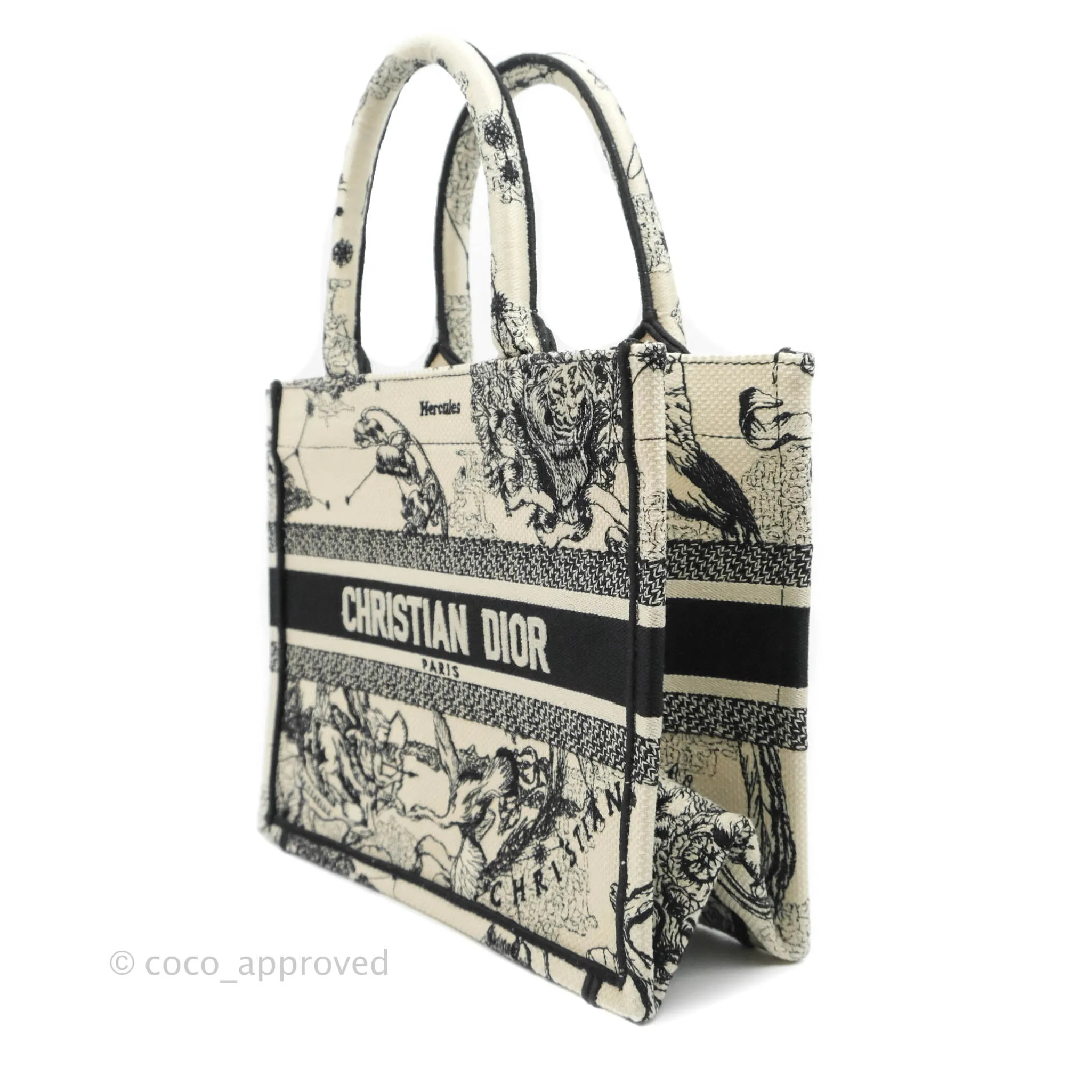Christian Dior New Small Latte Dior Zodiac Embroidery Canvas Book Tote