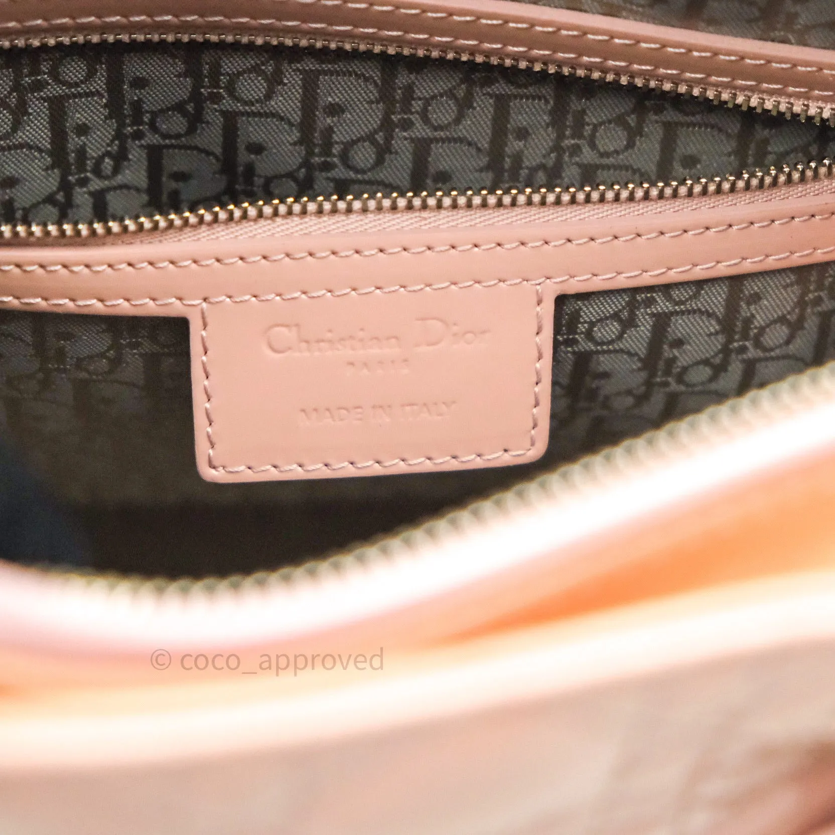 Christian Dior Patent Cannage Large Lady Dior Light Pink