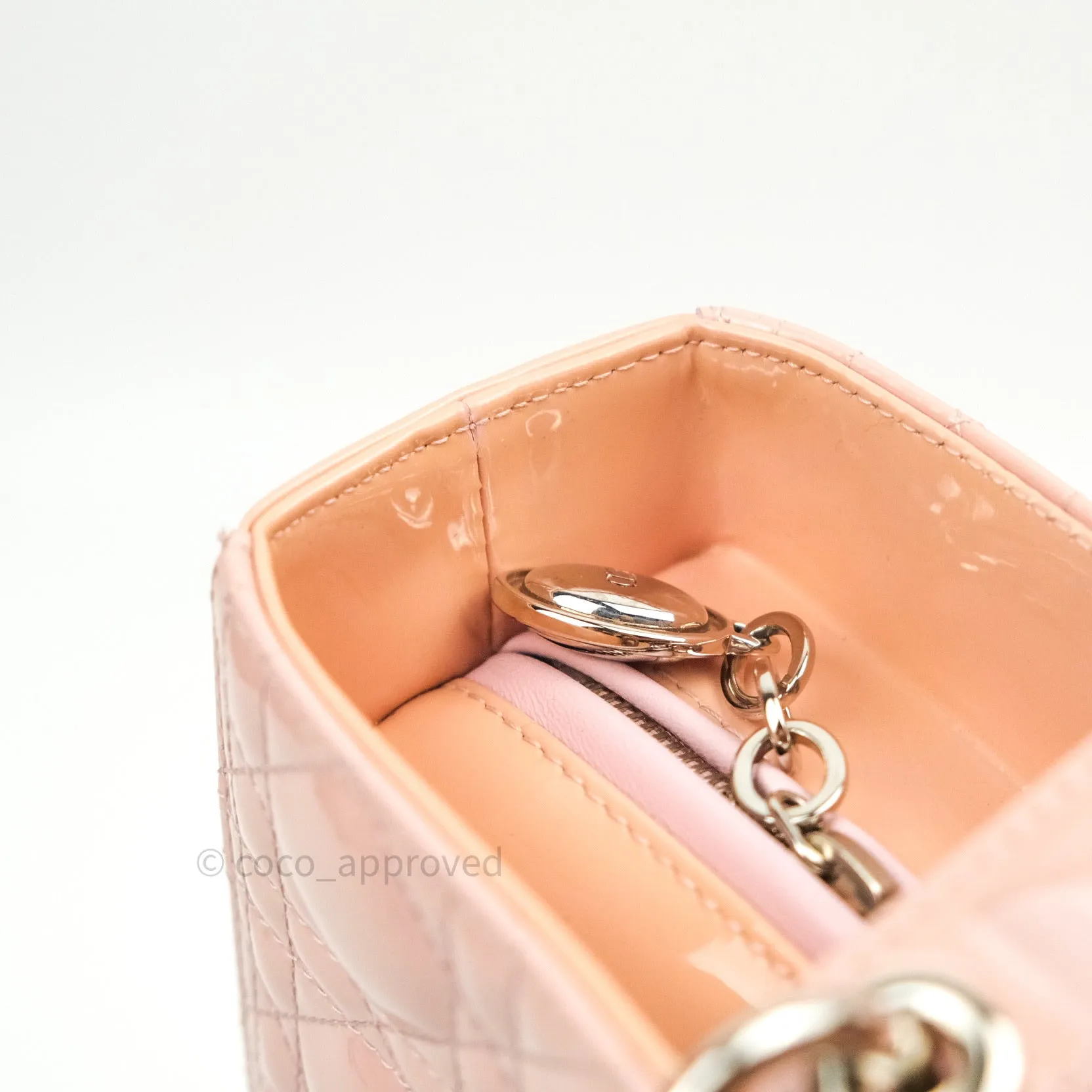 Christian Dior Patent Cannage Large Lady Dior Light Pink