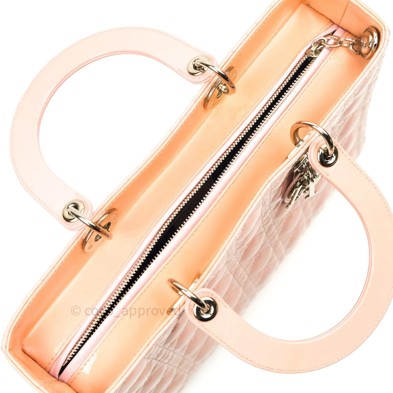 Christian Dior Patent Cannage Large Lady Dior Light Pink