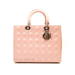 Christian Dior Patent Cannage Large Lady Dior Light Pink