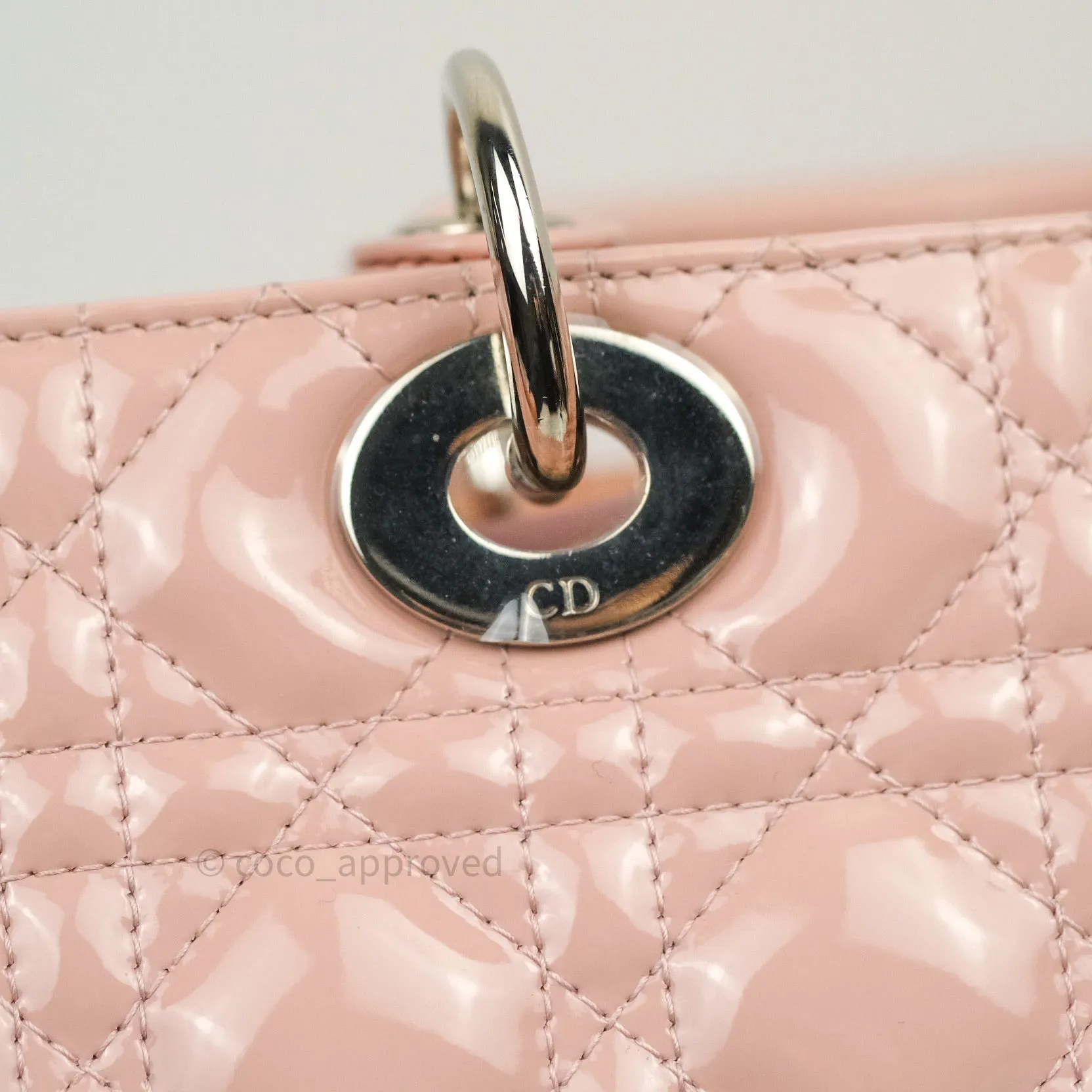 Christian Dior Patent Cannage Large Lady Dior Light Pink