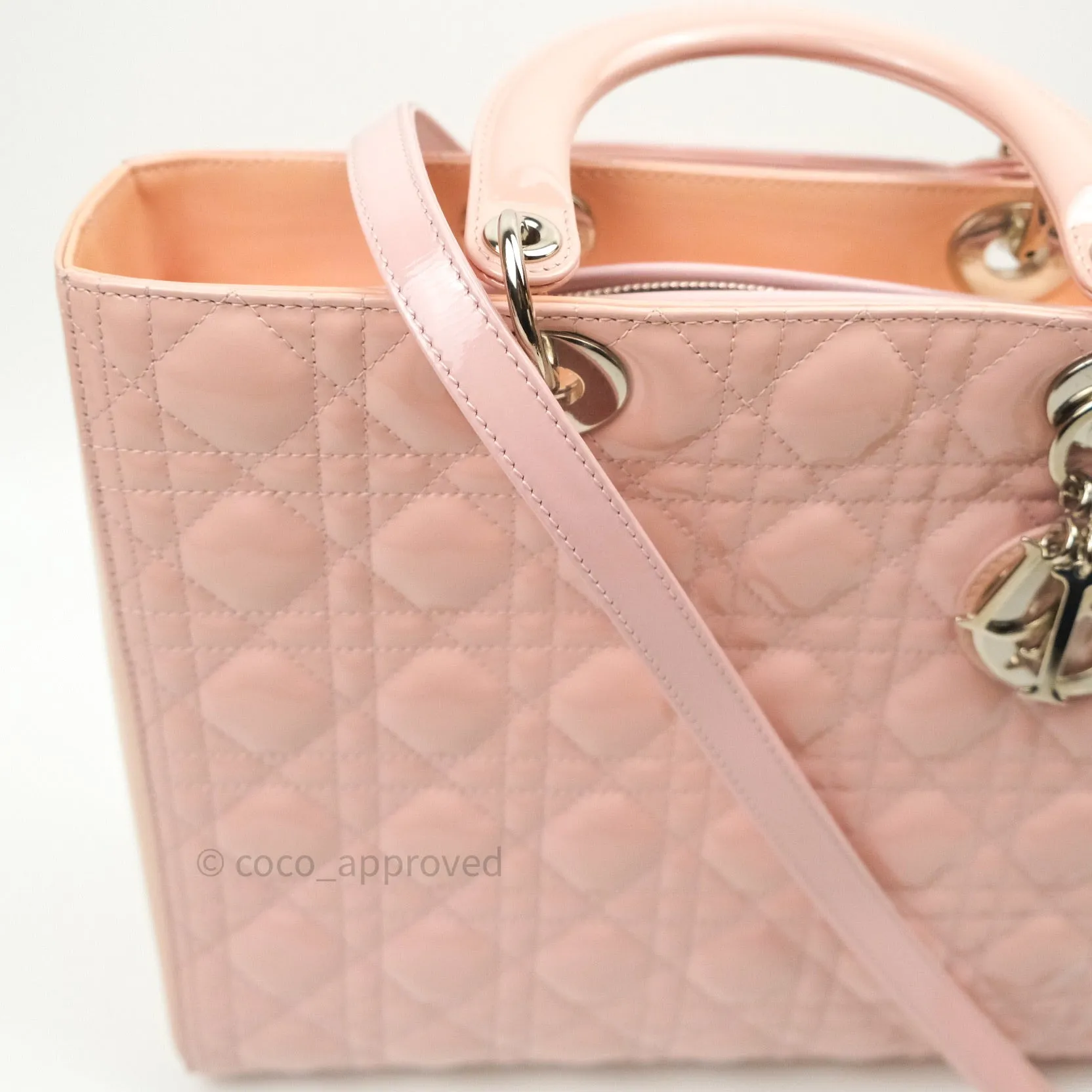 Christian Dior Patent Cannage Large Lady Dior Light Pink