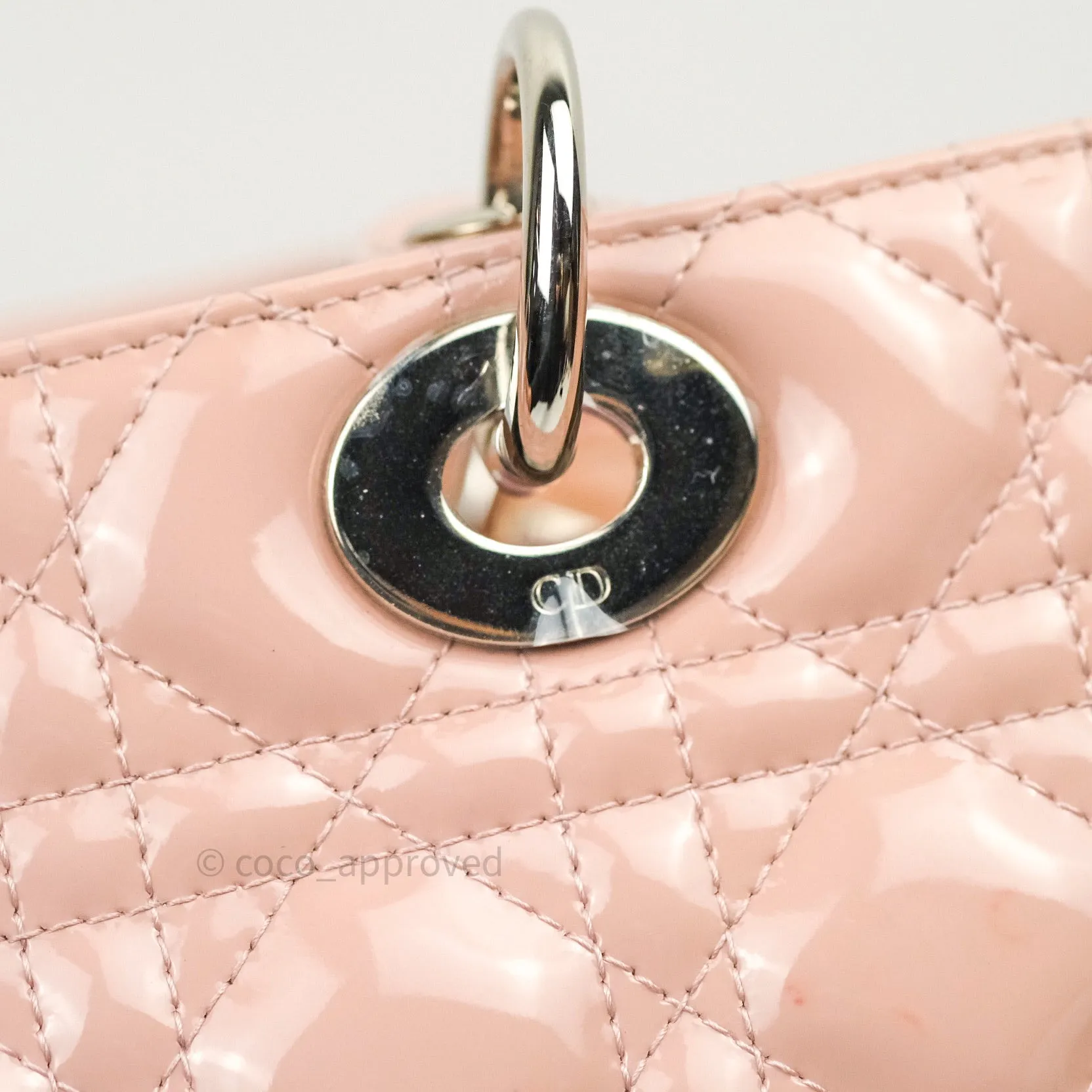 Christian Dior Patent Cannage Large Lady Dior Light Pink