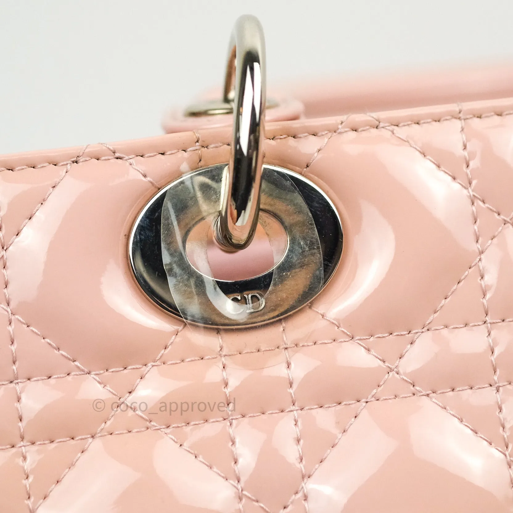Christian Dior Patent Cannage Large Lady Dior Light Pink