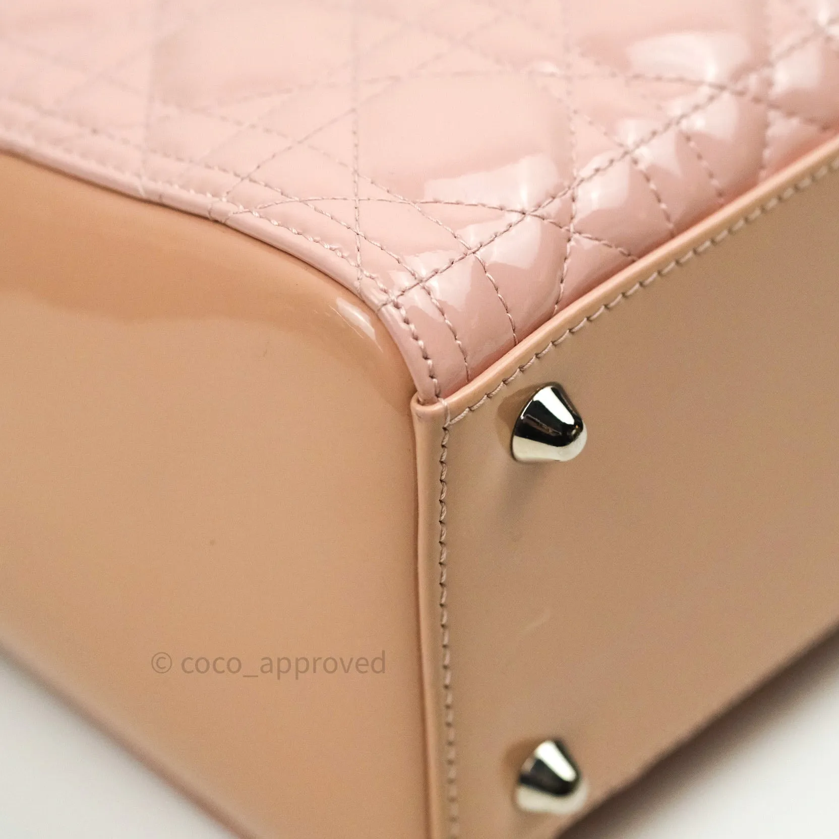 Christian Dior Patent Cannage Large Lady Dior Light Pink