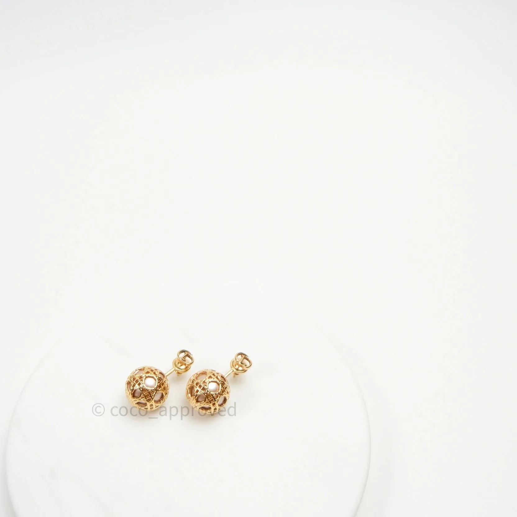 Christian Dior Pearl Cannage Mise En Dior Tribal Earrings Gold