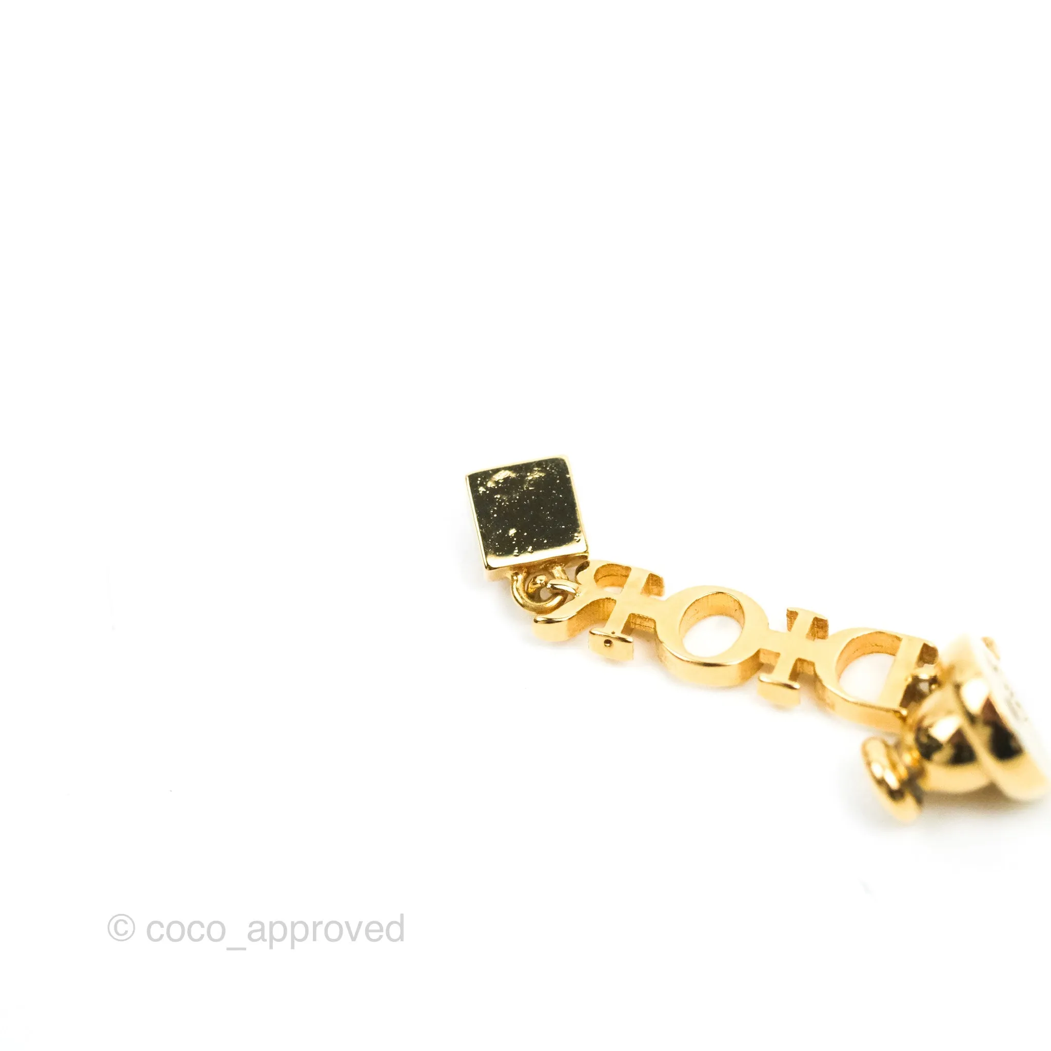 Christian Dior Pearl DIOR Resin Drop Earrings Gold Tone