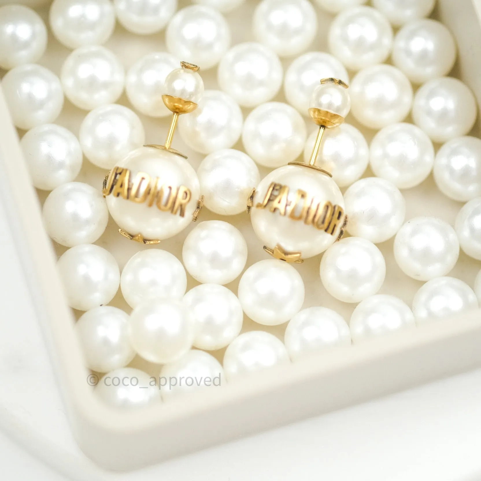 Christian Dior Pearl Mise En Dior Tribal J'adior Earrings Gold