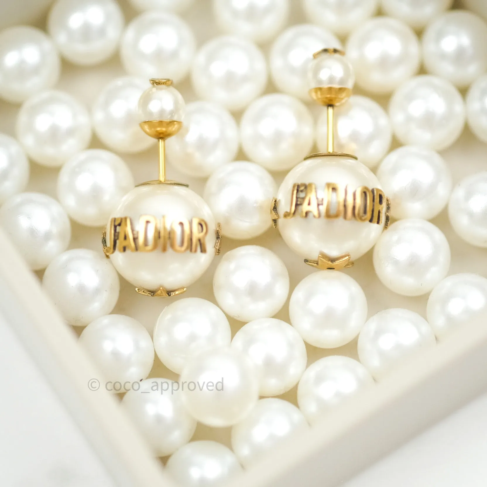Christian Dior Pearl Mise En Dior Tribal J'adior Earrings Gold