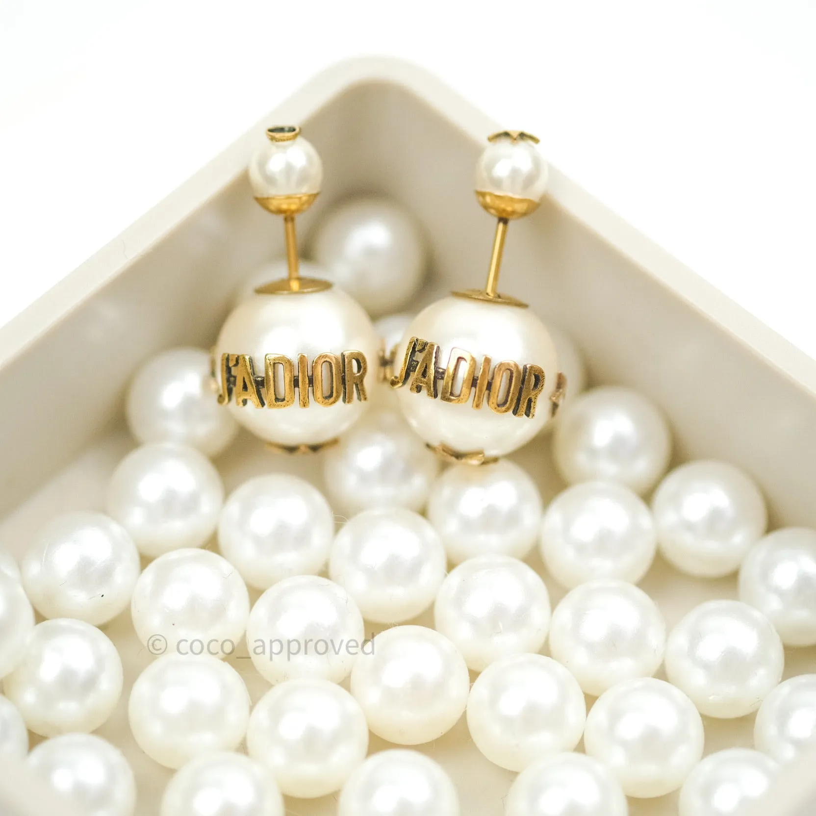 Christian Dior Pearl Mise En Dior Tribal J'adior Earrings Gold