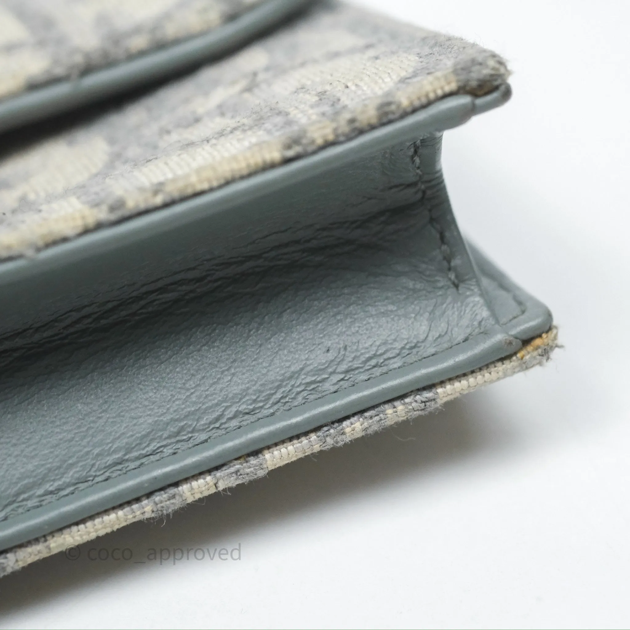Christian Dior Saddle Bloom Card Holder Gray Dior Oblique Jacquard