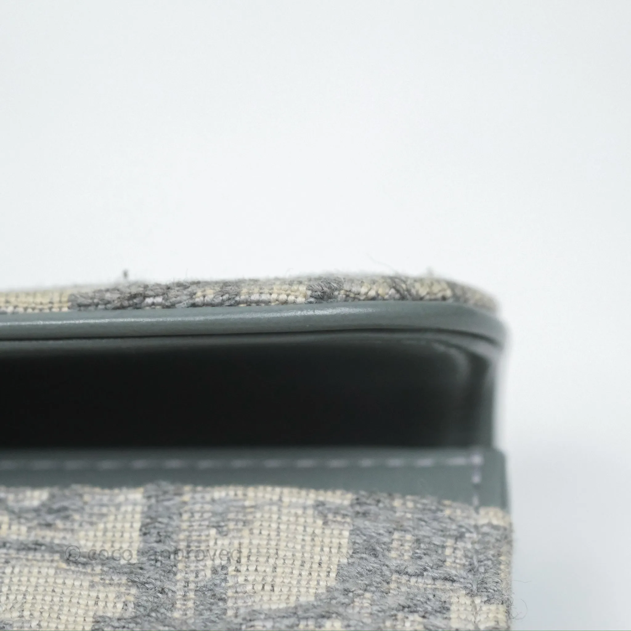 Christian Dior Saddle Bloom Card Holder Gray Dior Oblique Jacquard