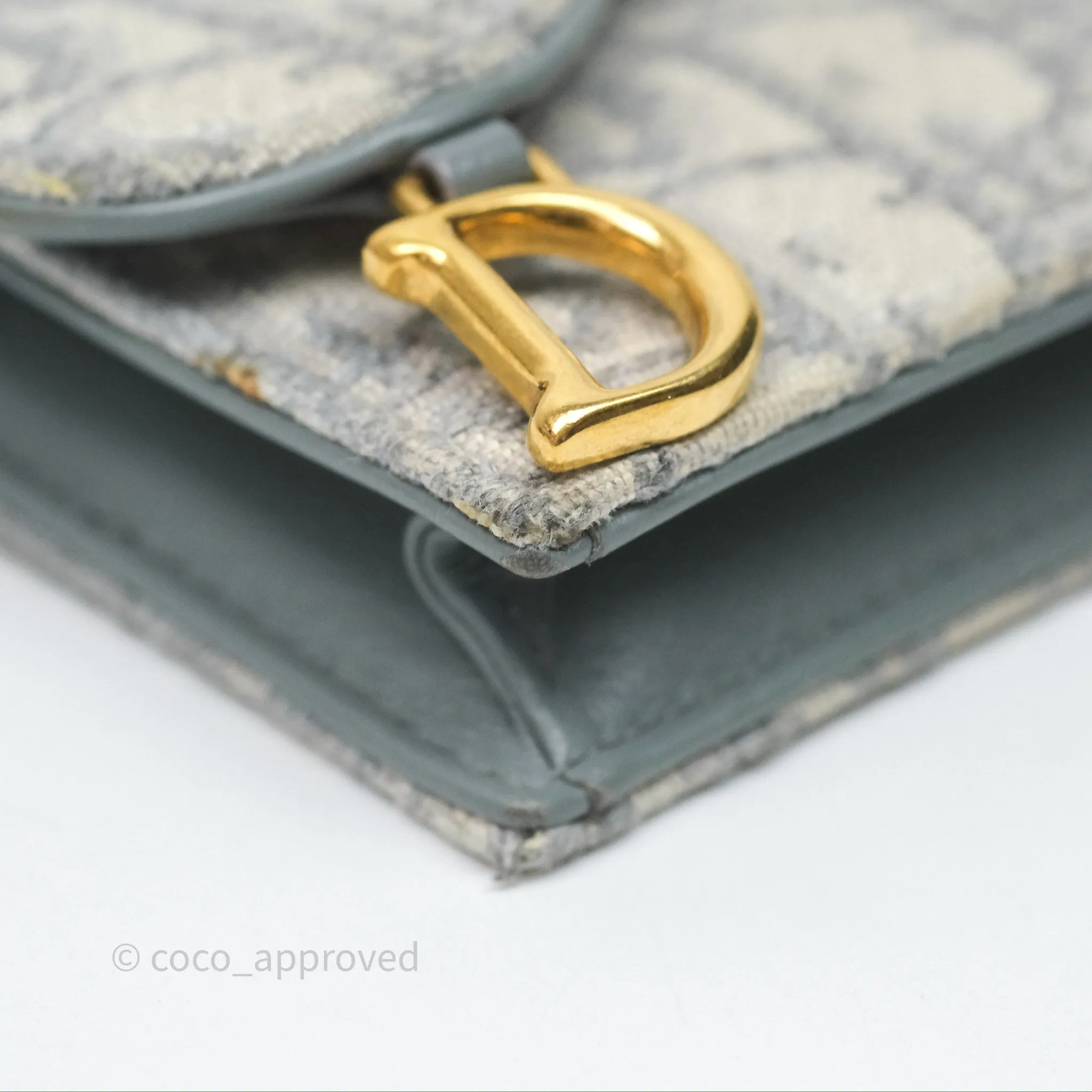 Christian Dior Saddle Bloom Card Holder Gray Dior Oblique Jacquard