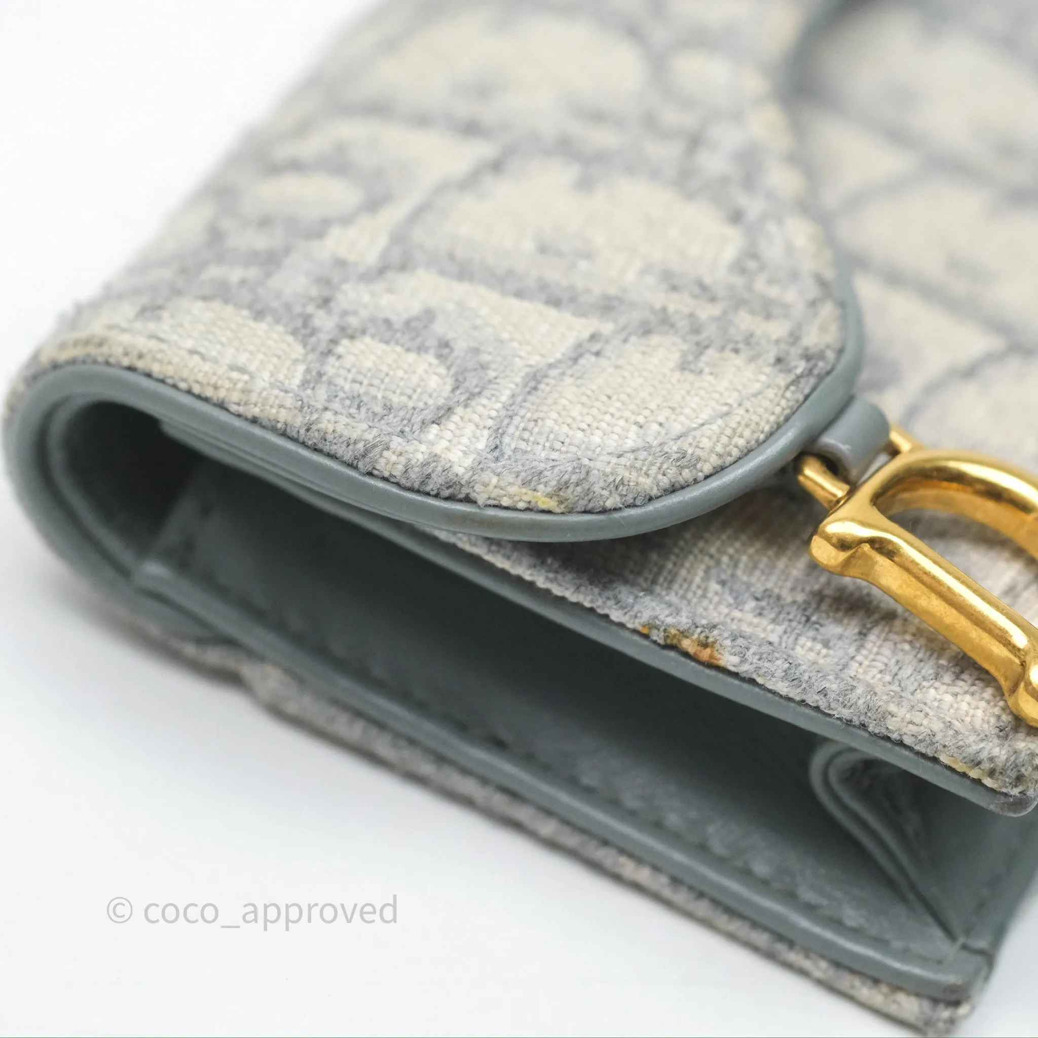 Christian Dior Saddle Bloom Card Holder Gray Dior Oblique Jacquard