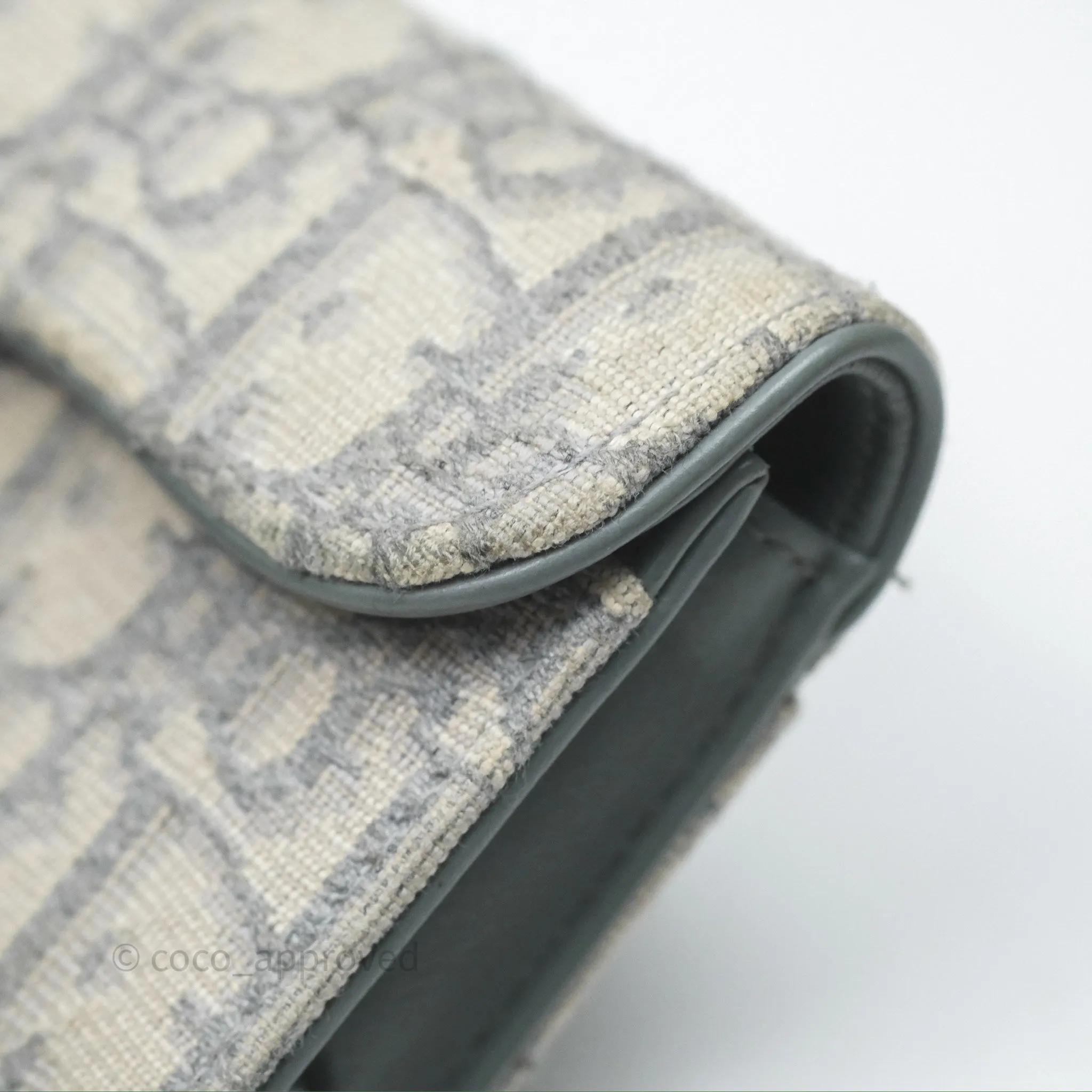 Christian Dior Saddle Bloom Card Holder Gray Dior Oblique Jacquard