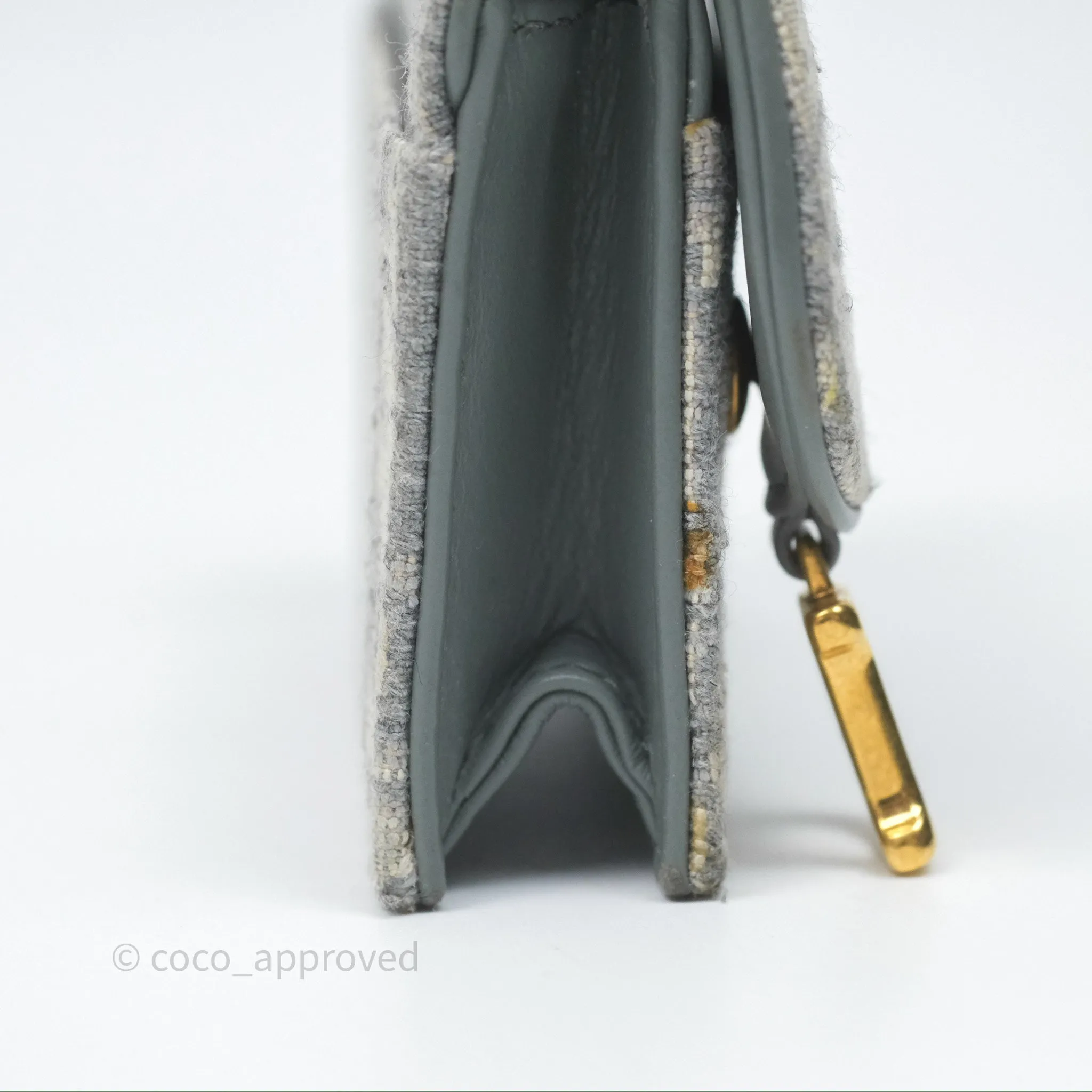 Christian Dior Saddle Bloom Card Holder Gray Dior Oblique Jacquard