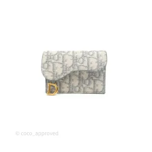 Christian Dior Saddle Bloom Card Holder Gray Dior Oblique Jacquard