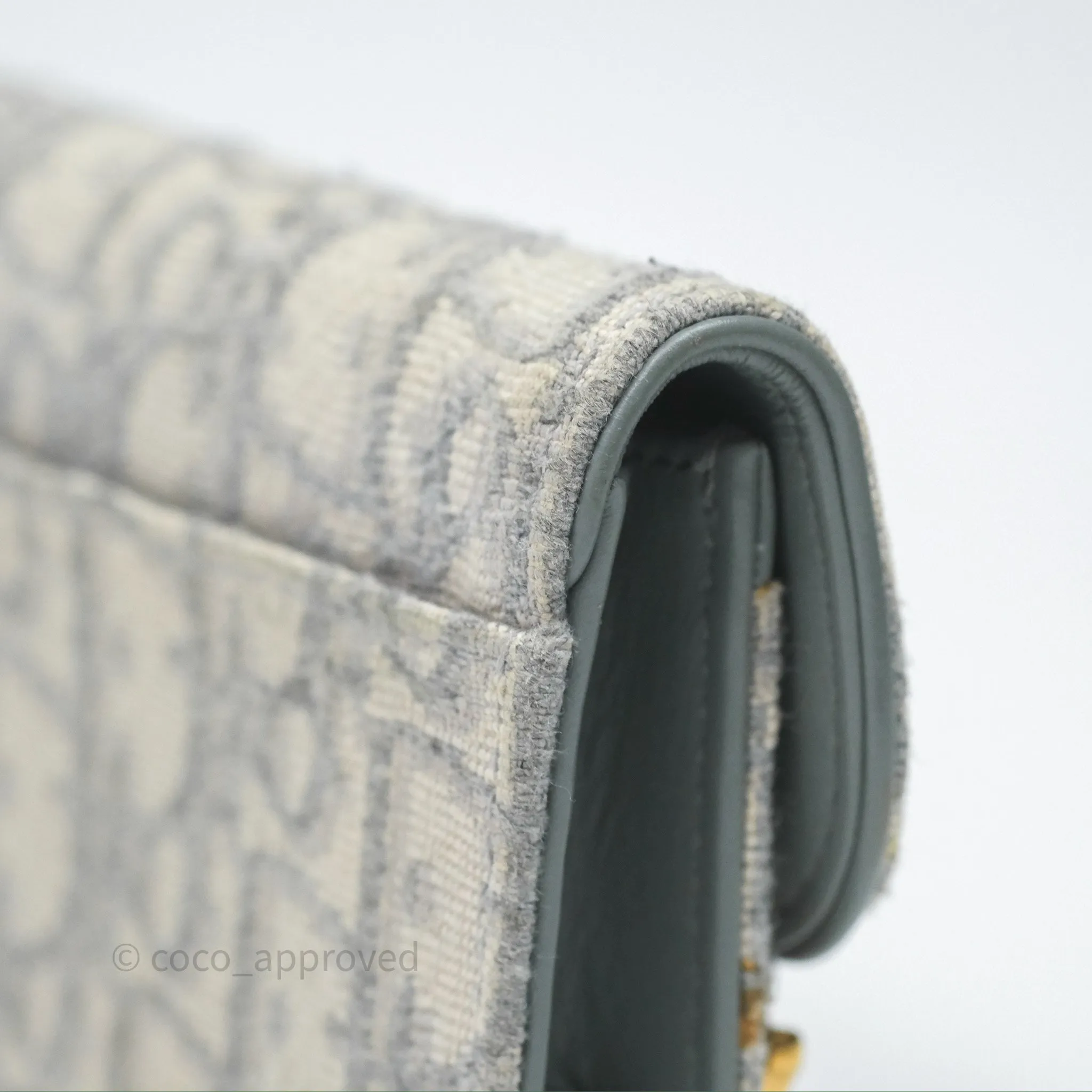 Christian Dior Saddle Bloom Card Holder Gray Dior Oblique Jacquard