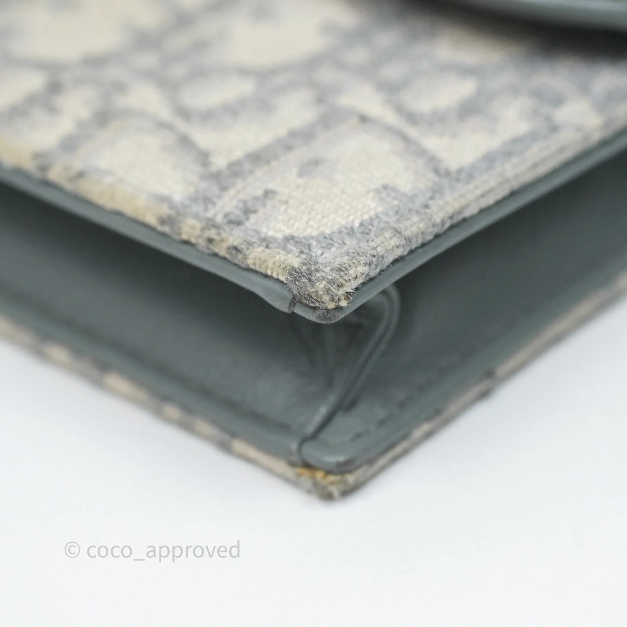 Christian Dior Saddle Bloom Card Holder Gray Dior Oblique Jacquard