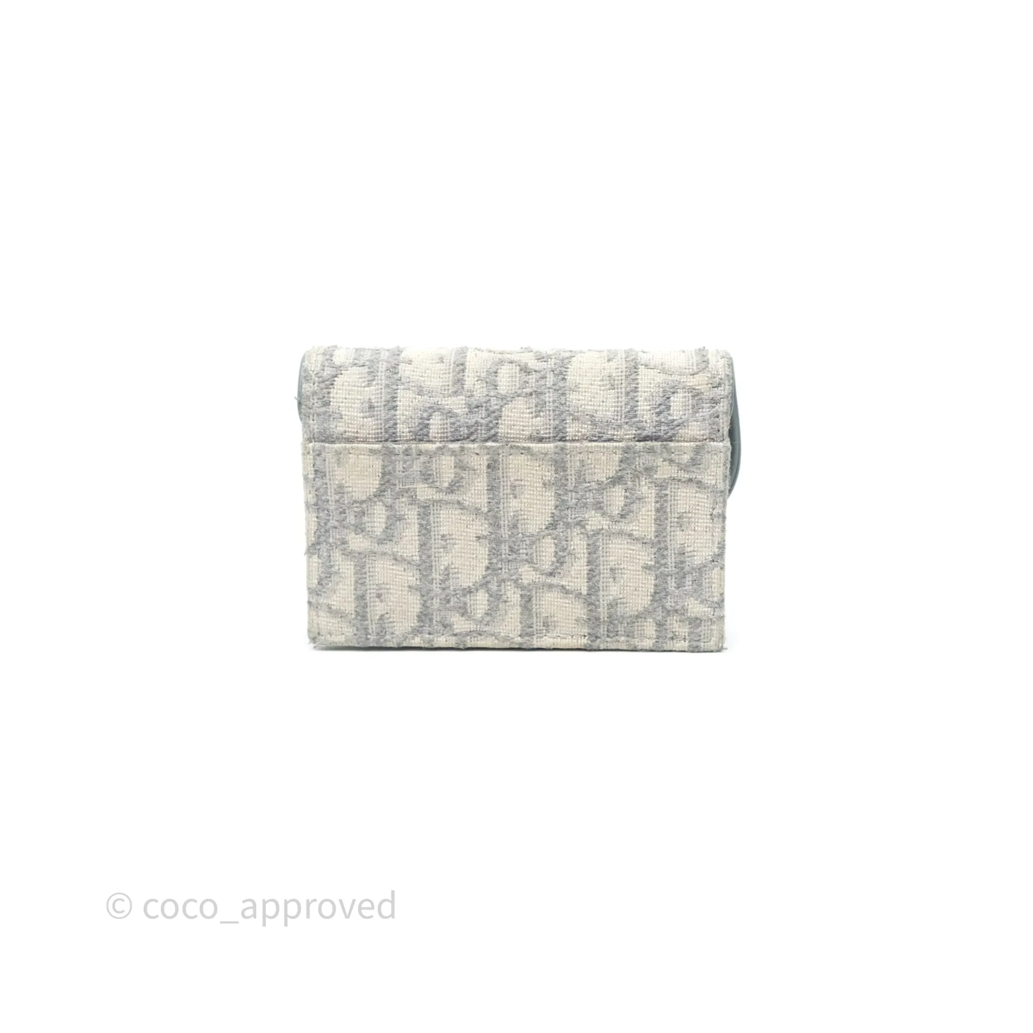 Christian Dior Saddle Bloom Card Holder Gray Dior Oblique Jacquard
