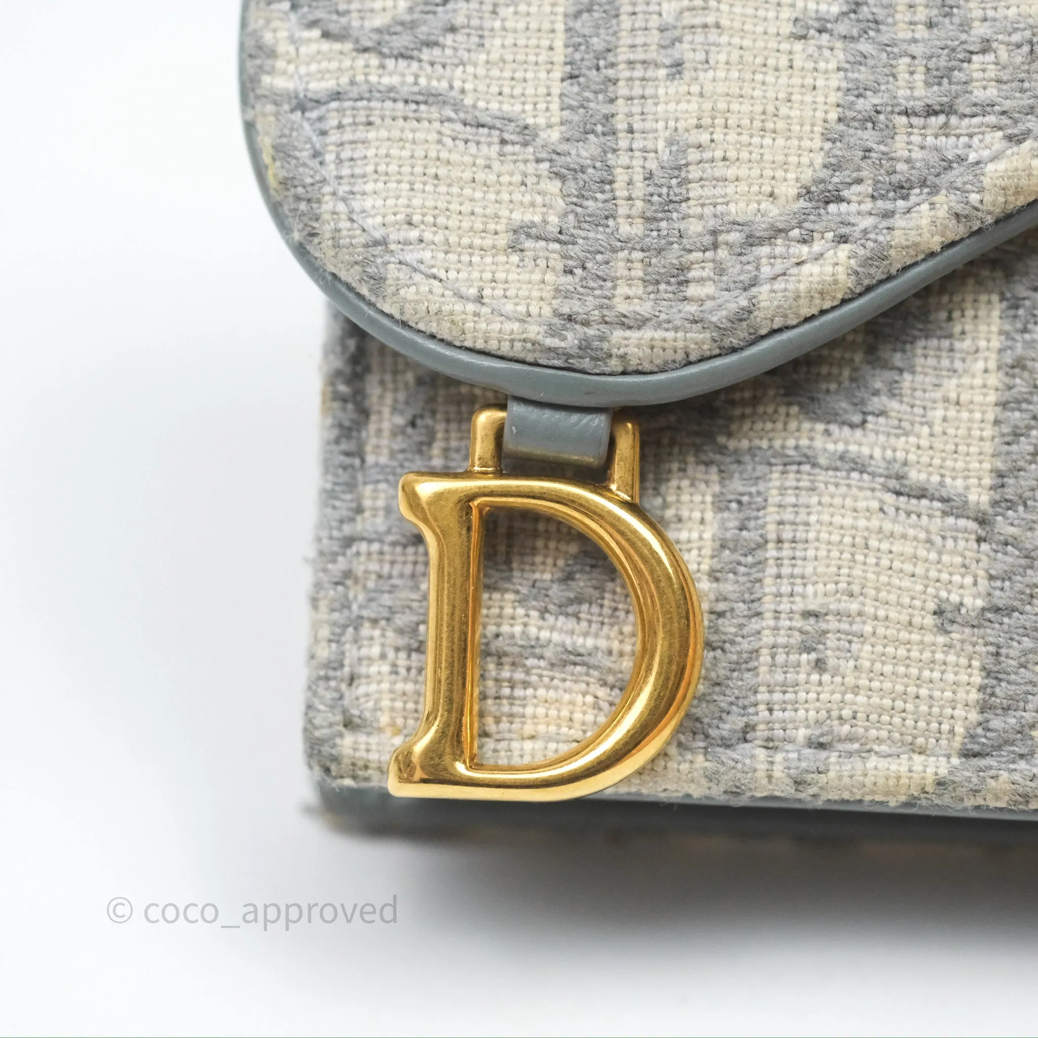 Christian Dior Saddle Bloom Card Holder Gray Dior Oblique Jacquard