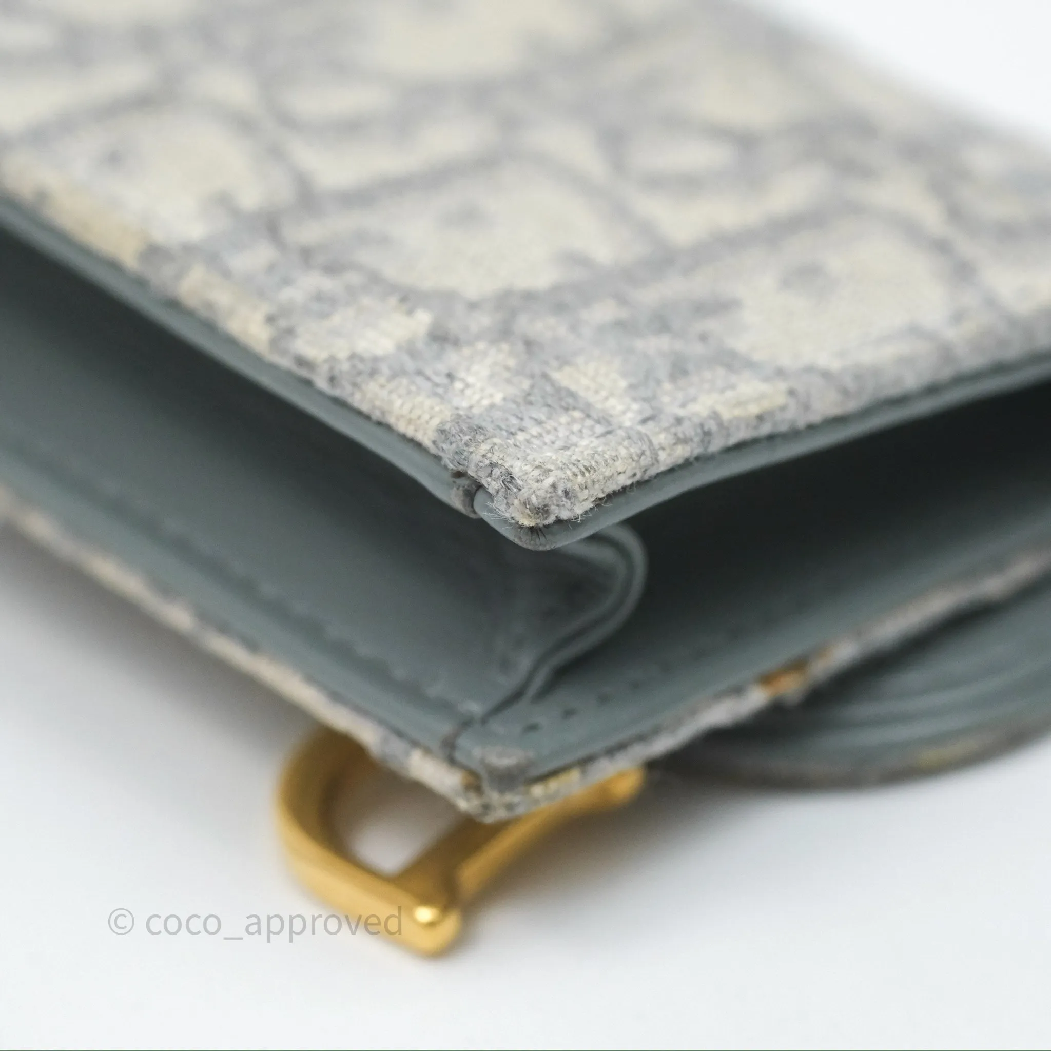 Christian Dior Saddle Bloom Card Holder Gray Dior Oblique Jacquard