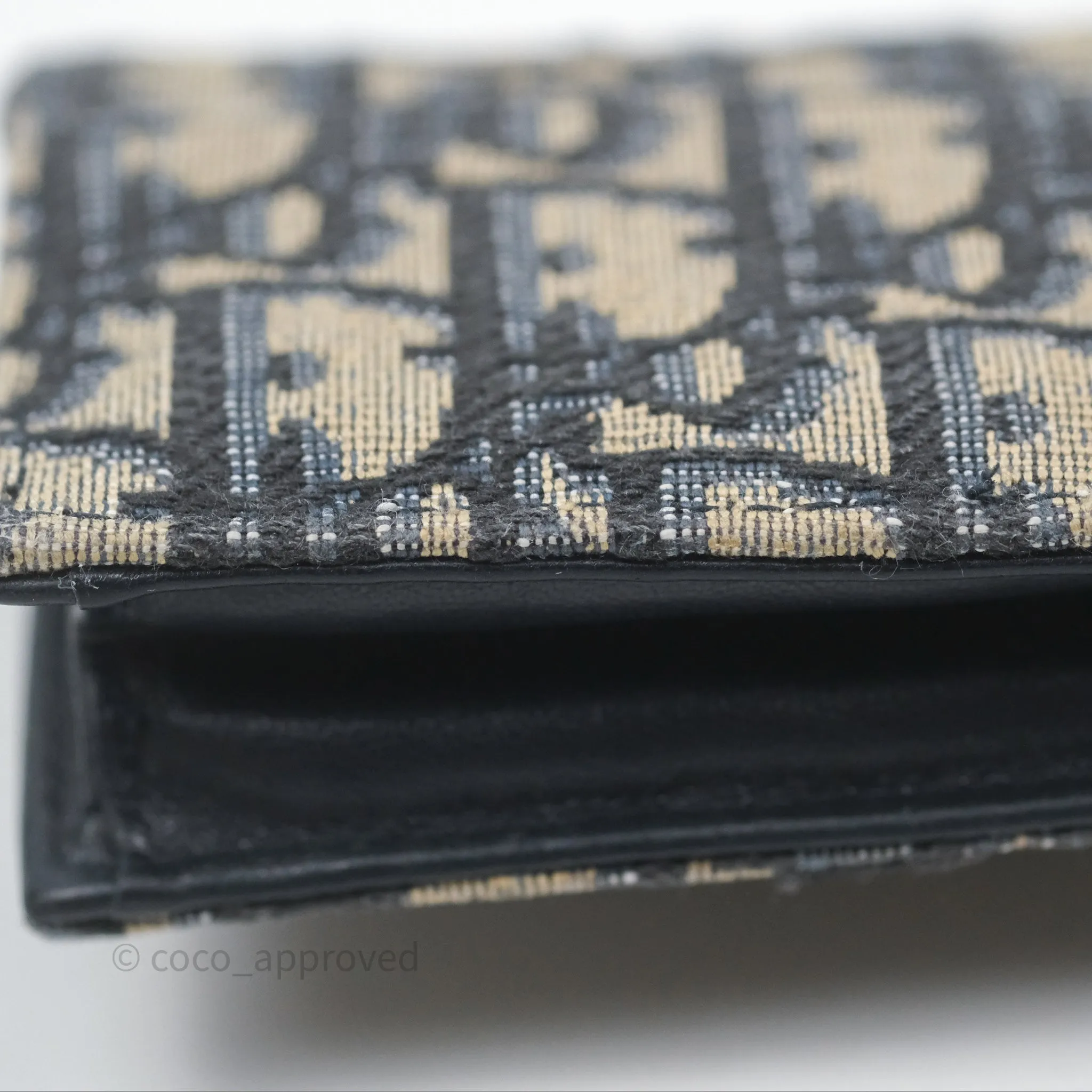 Christian Dior Saddle Flap Card Holder Blue Dior Oblique Jacquard