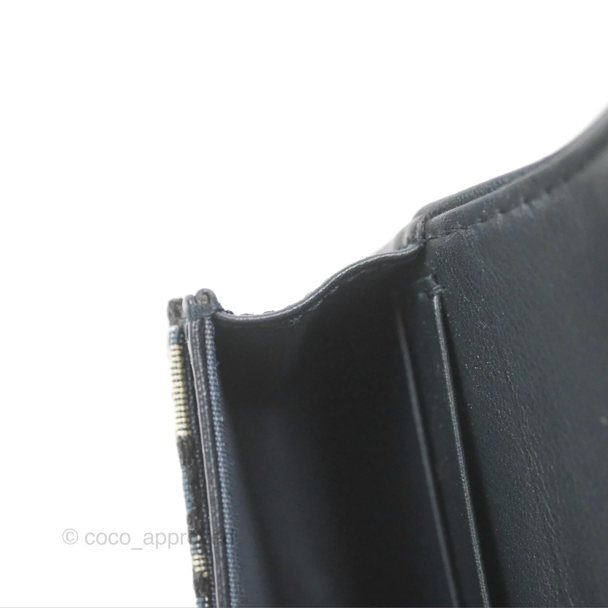 Christian Dior Saddle Flap Card Holder Blue Dior Oblique Jacquard
