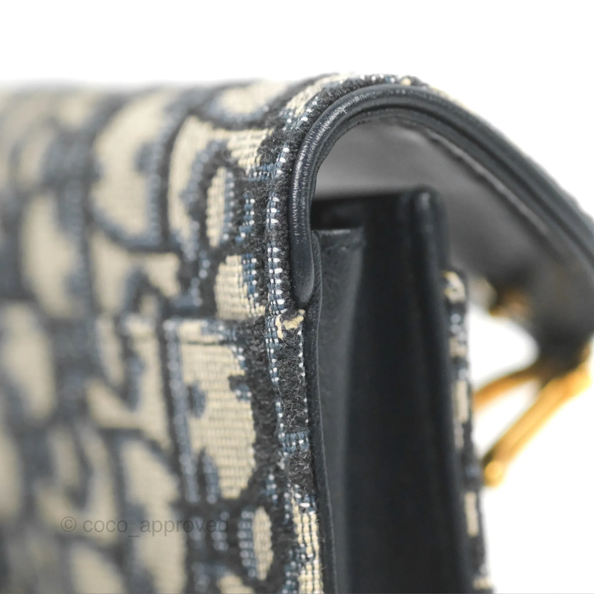 Christian Dior Saddle Flap Card Holder Blue Dior Oblique Jacquard