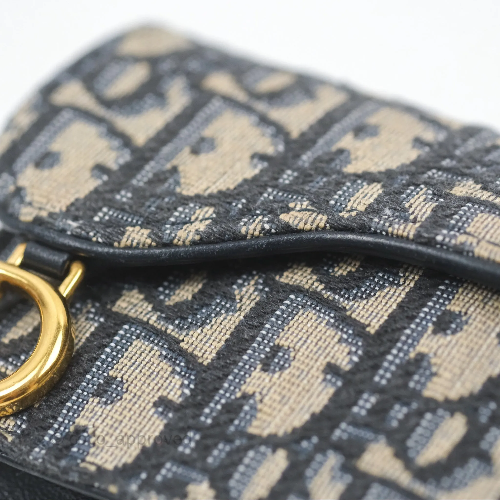 Christian Dior Saddle Flap Card Holder Blue Dior Oblique Jacquard