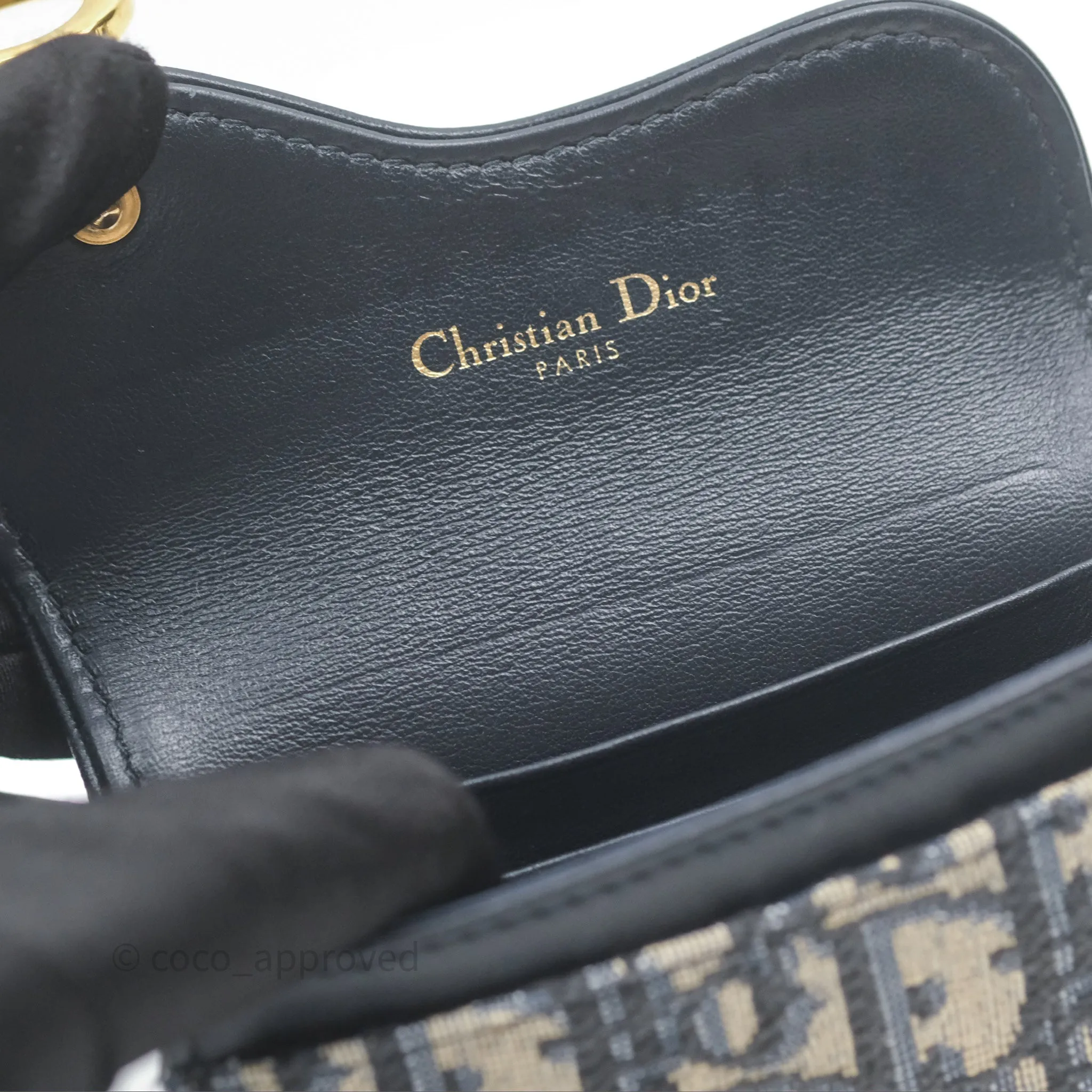 Christian Dior Saddle Flap Card Holder Blue Dior Oblique Jacquard