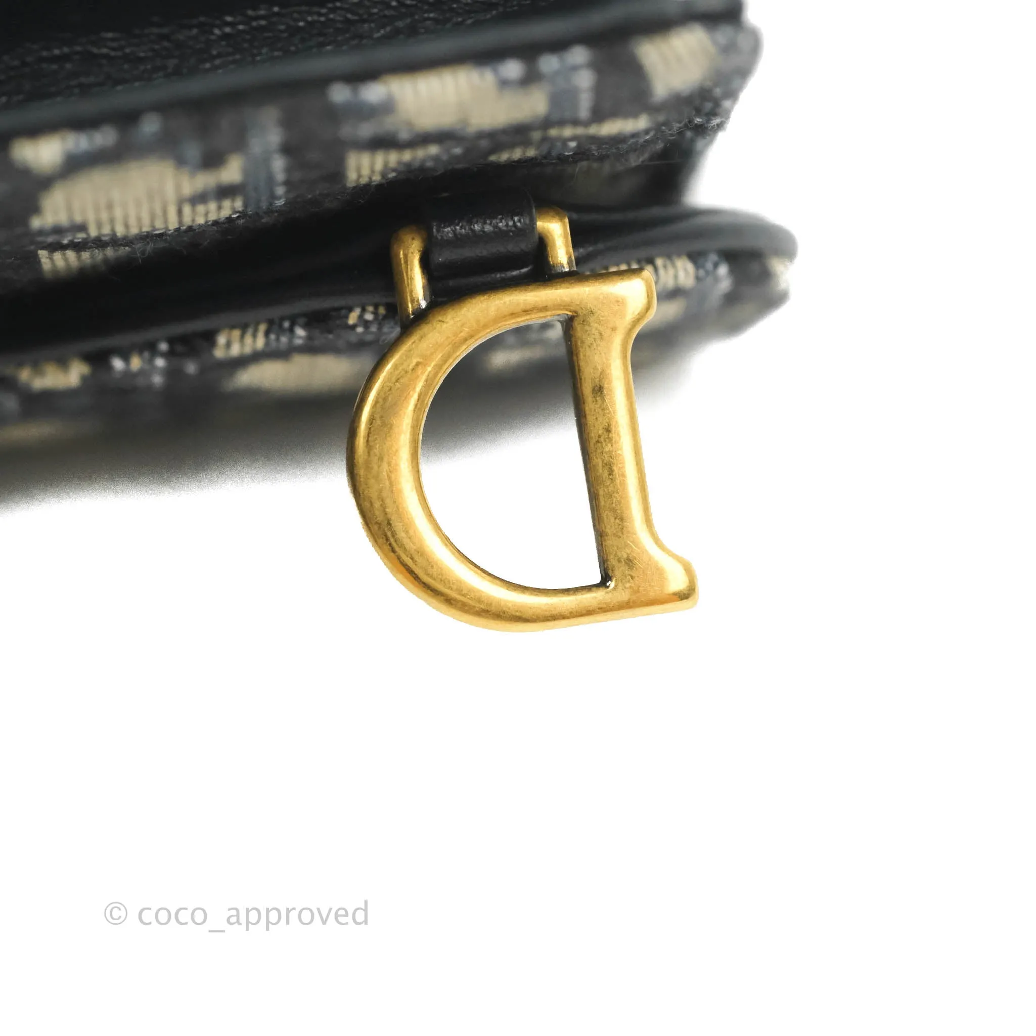 Christian Dior Saddle Flap Card Holder Blue Dior Oblique Jacquard