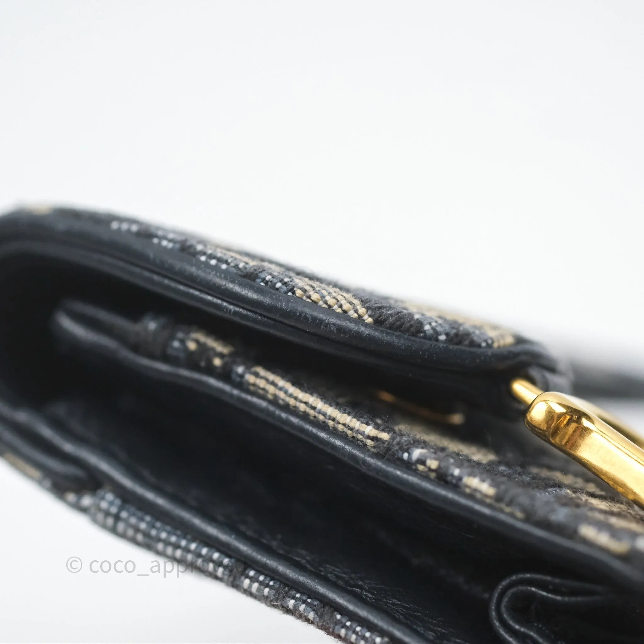 Christian Dior Saddle Flap Card Holder Blue Dior Oblique Jacquard
