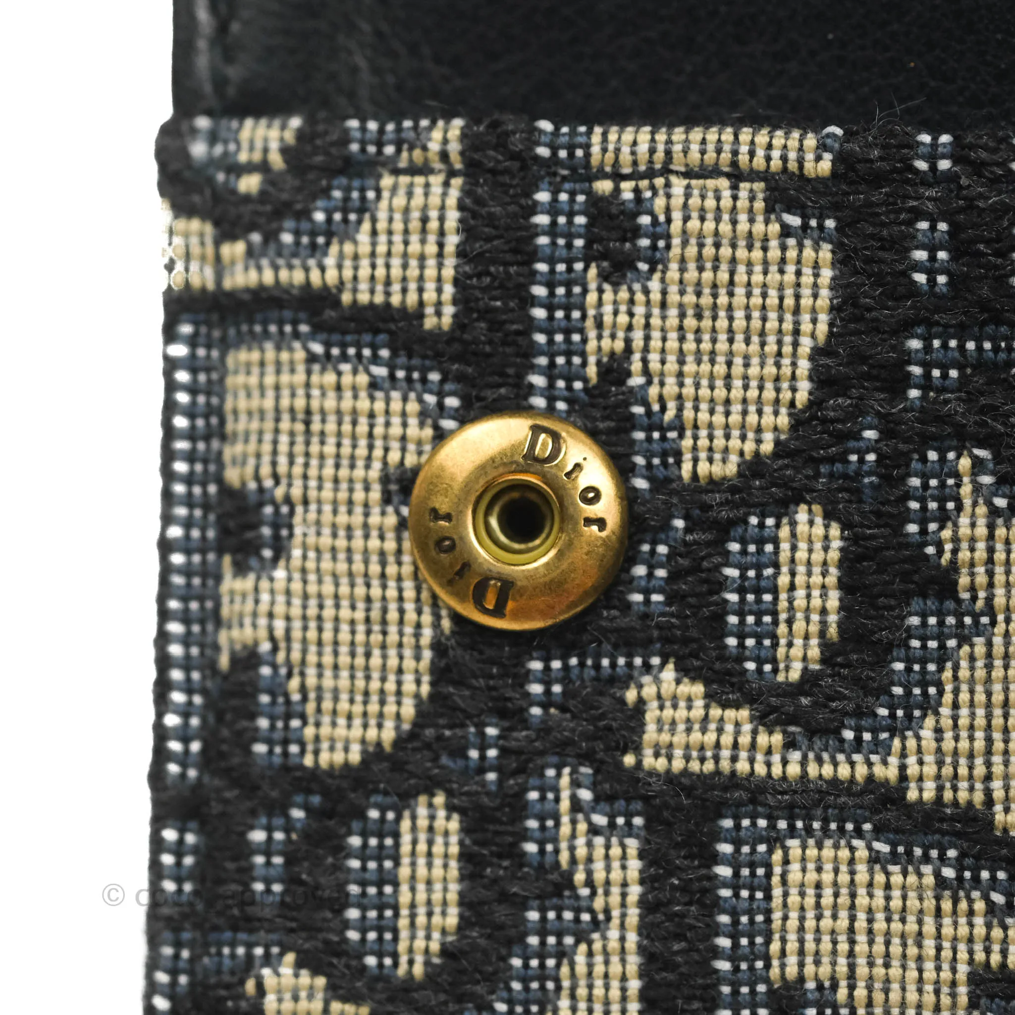 Christian Dior Saddle Flap Card Holder Blue Dior Oblique Jacquard