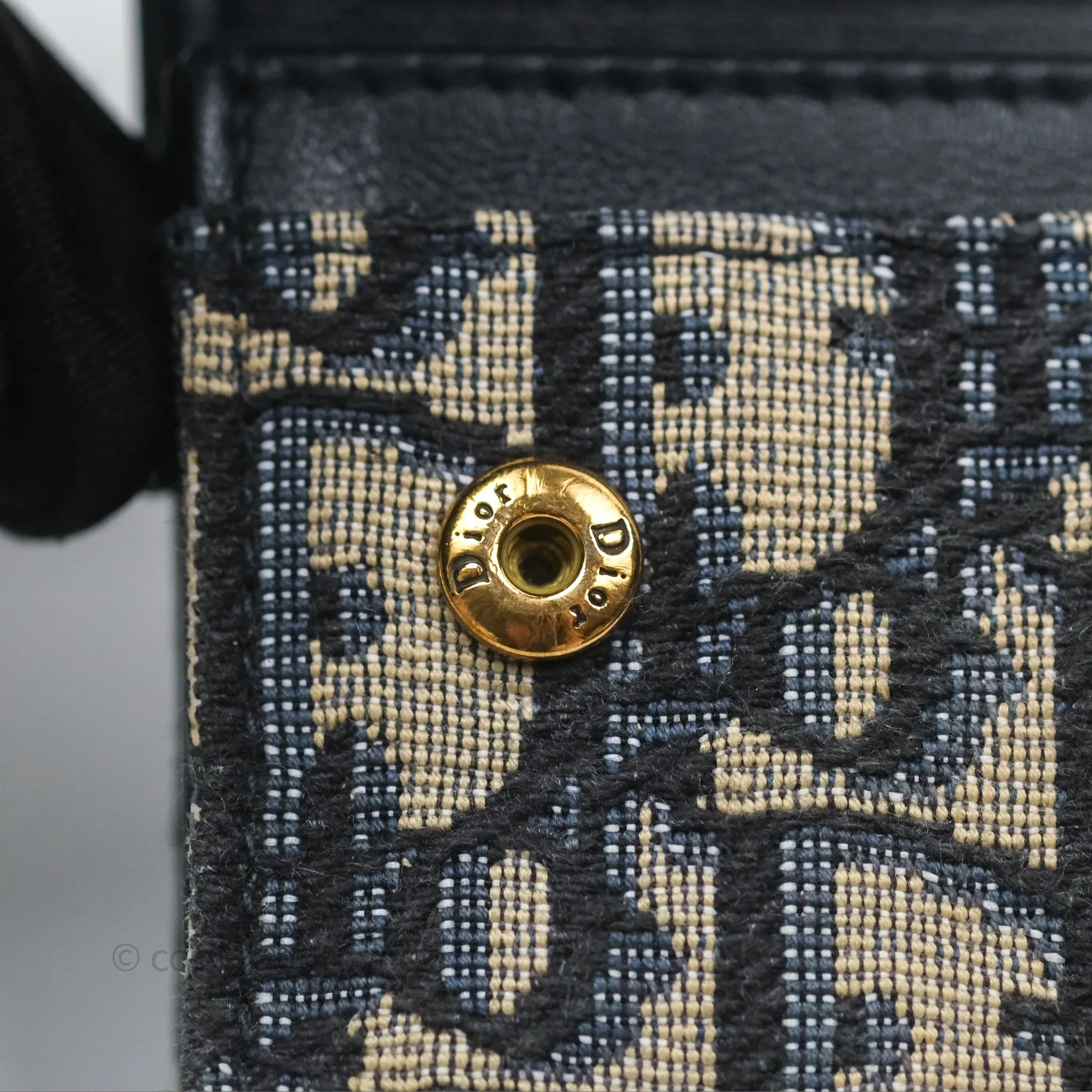 Christian Dior Saddle Flap Card Holder Blue Dior Oblique Jacquard