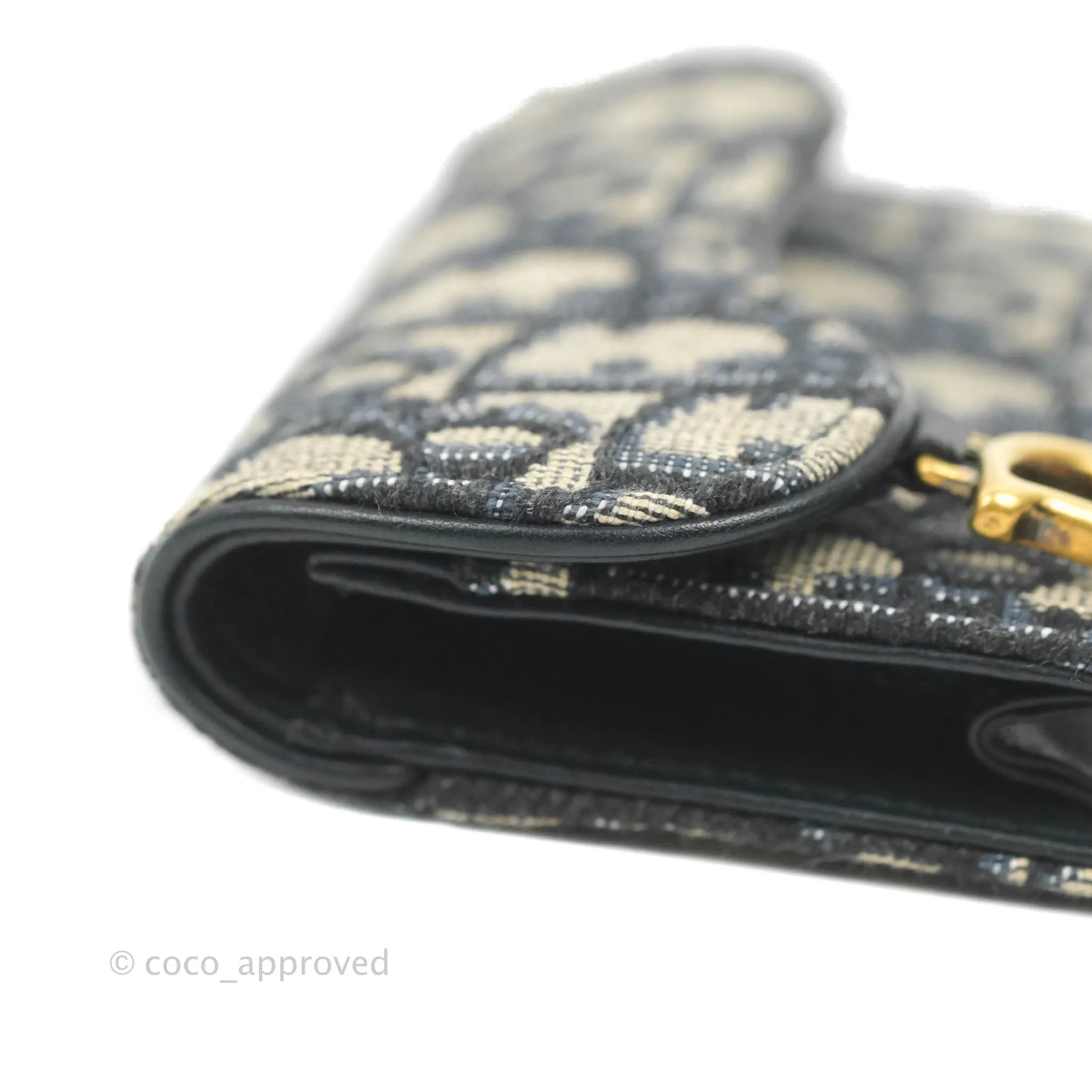 Christian Dior Saddle Flap Card Holder Blue Dior Oblique Jacquard