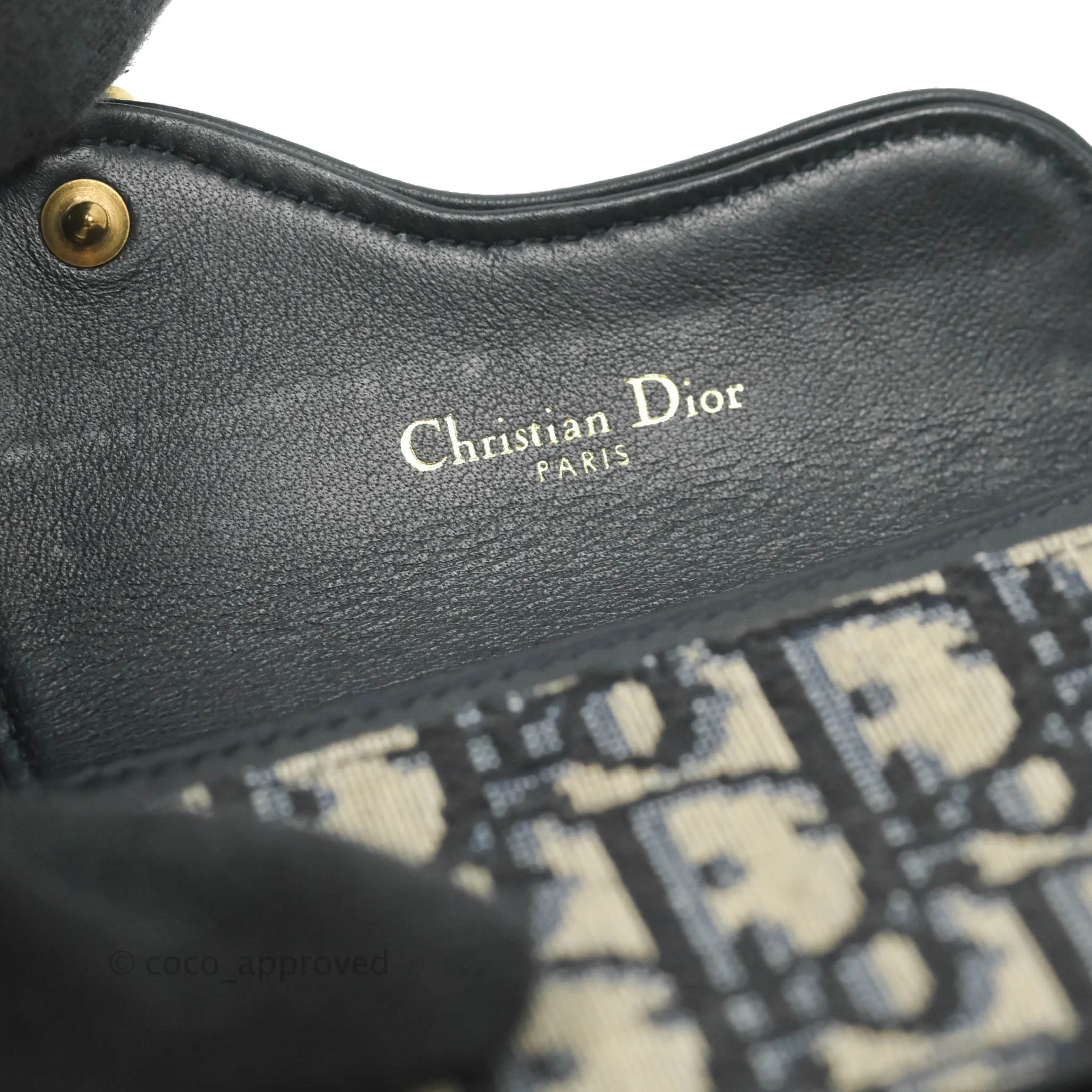 Christian Dior Saddle Flap Card Holder Blue Dior Oblique Jacquard