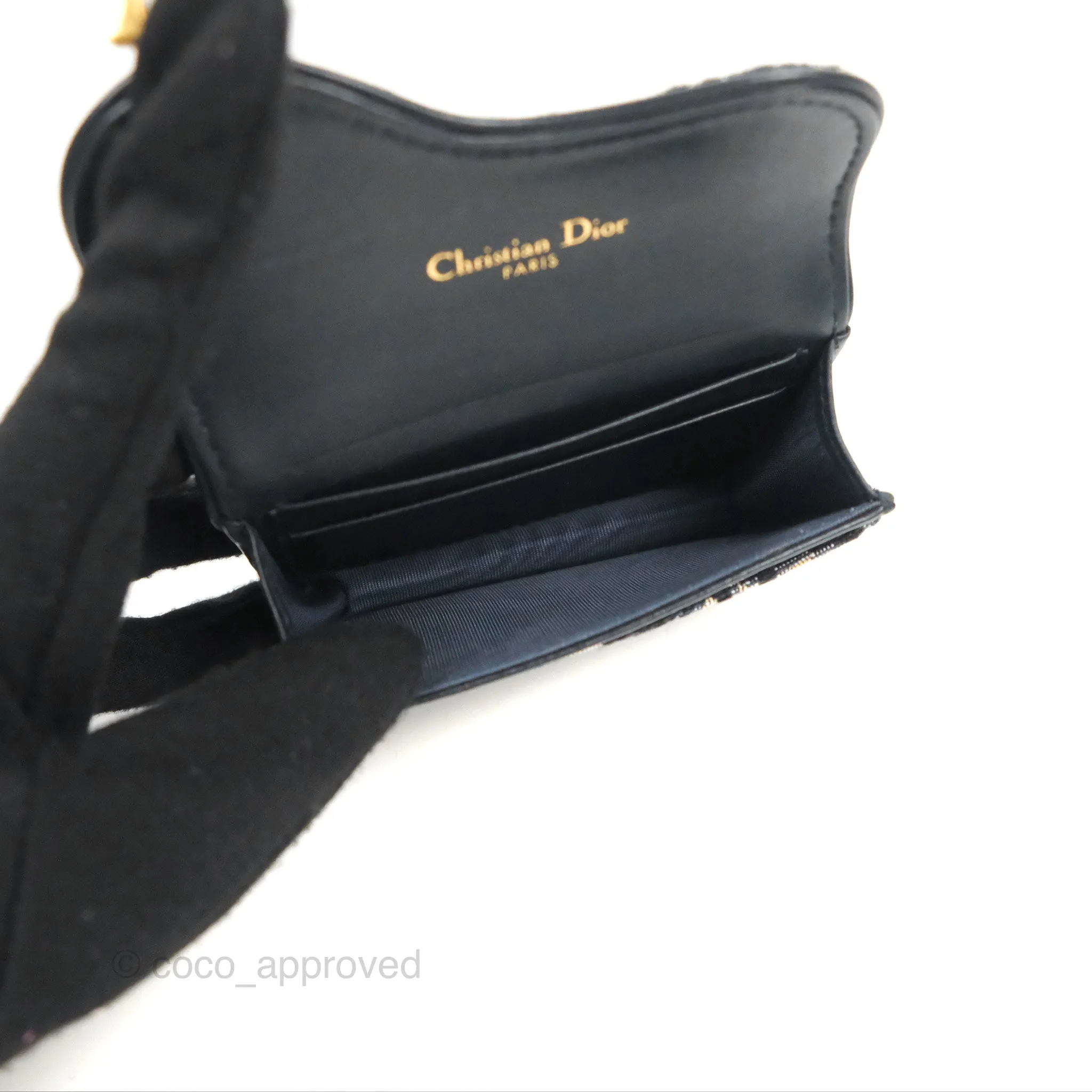 Christian Dior Saddle Flap Card Holder Blue Dior Oblique Jacquard