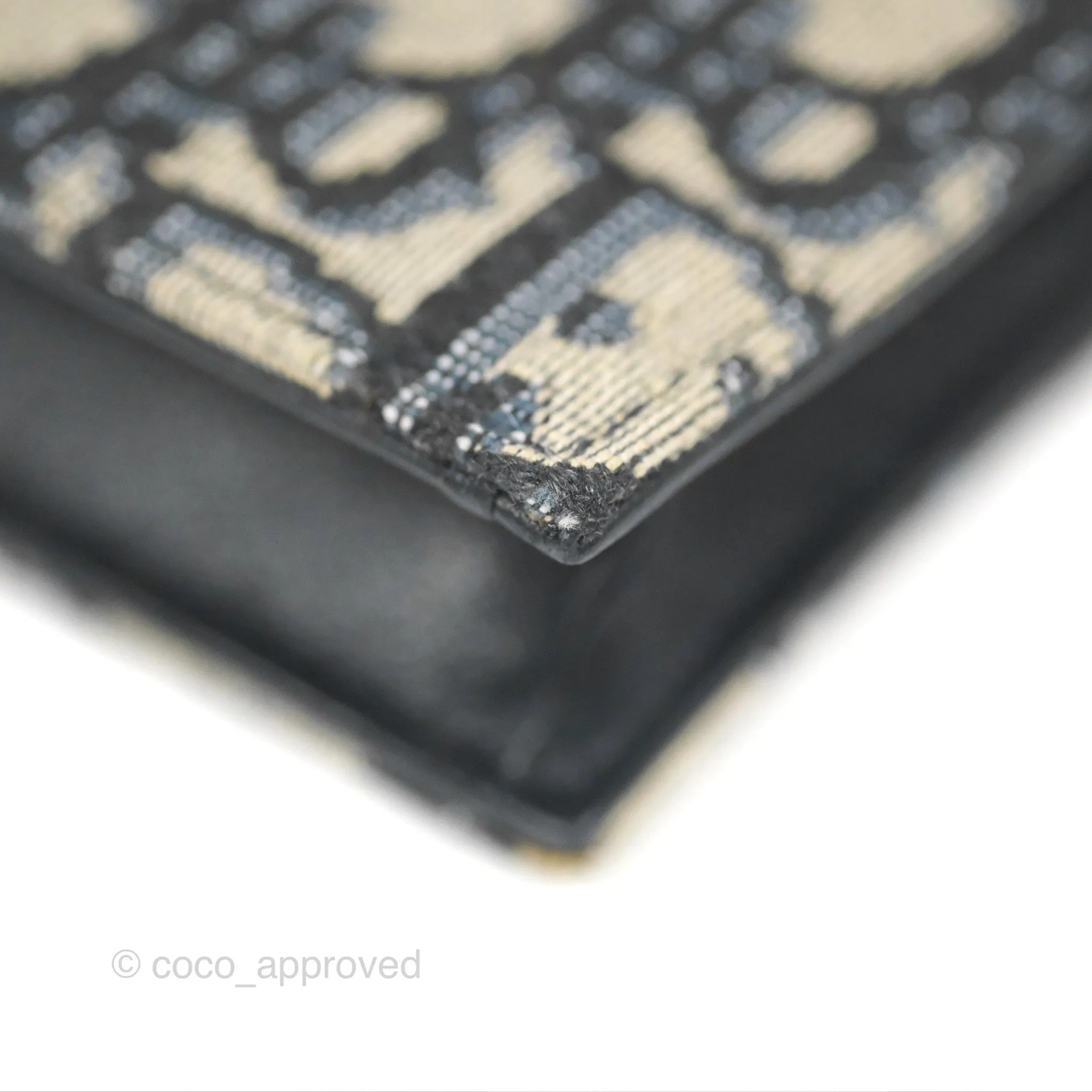 Christian Dior Saddle Flap Card Holder Blue Dior Oblique Jacquard