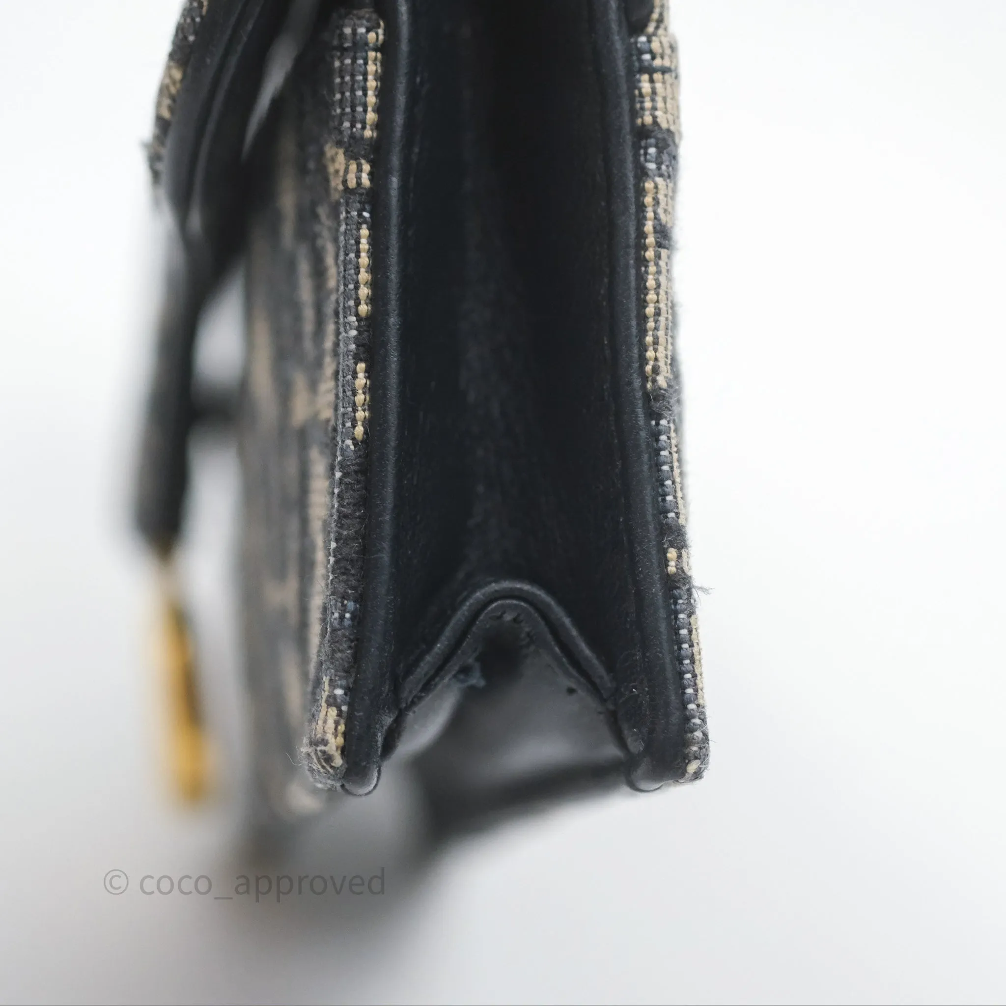Christian Dior Saddle Flap Card Holder Blue Dior Oblique Jacquard