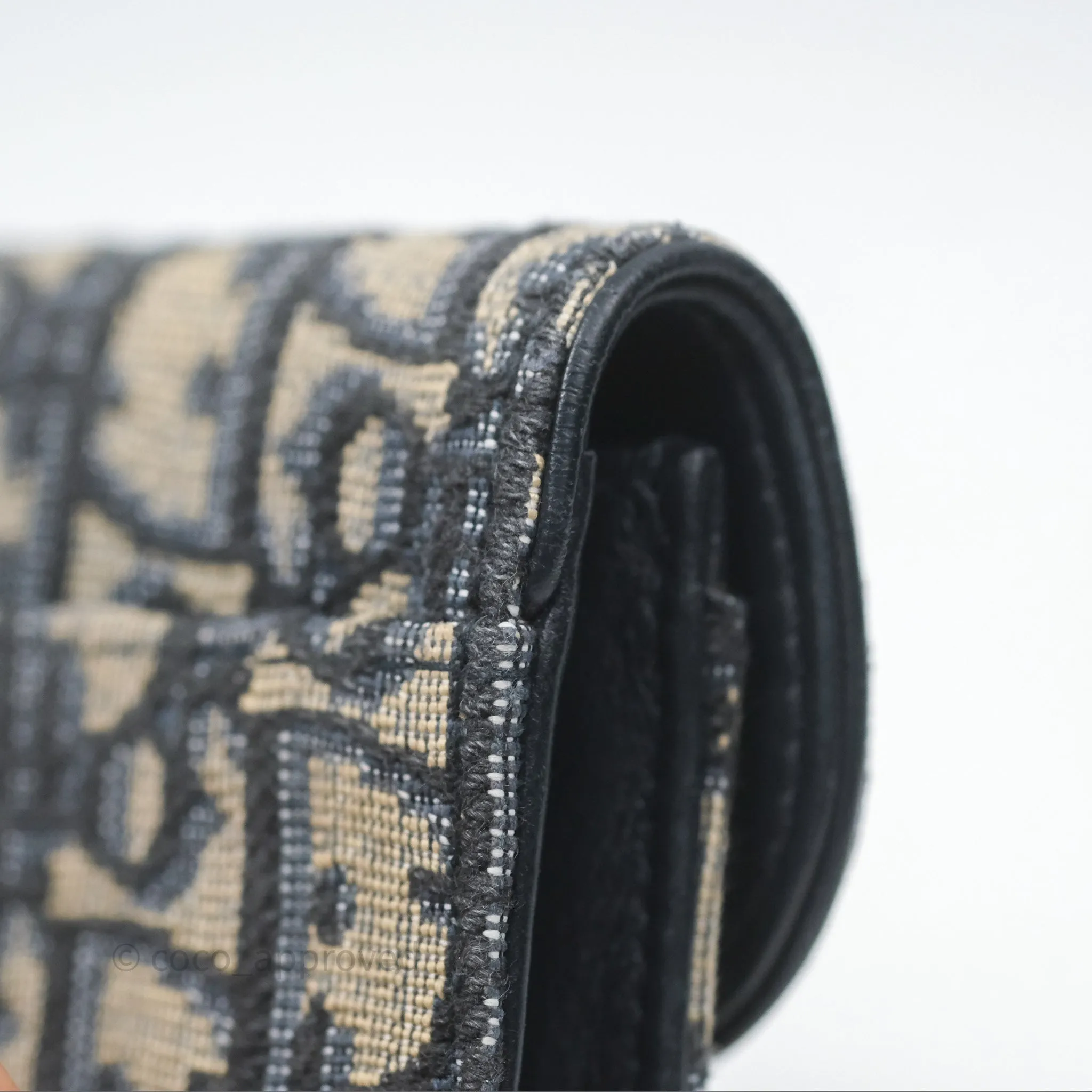 Christian Dior Saddle Flap Card Holder Blue Dior Oblique Jacquard