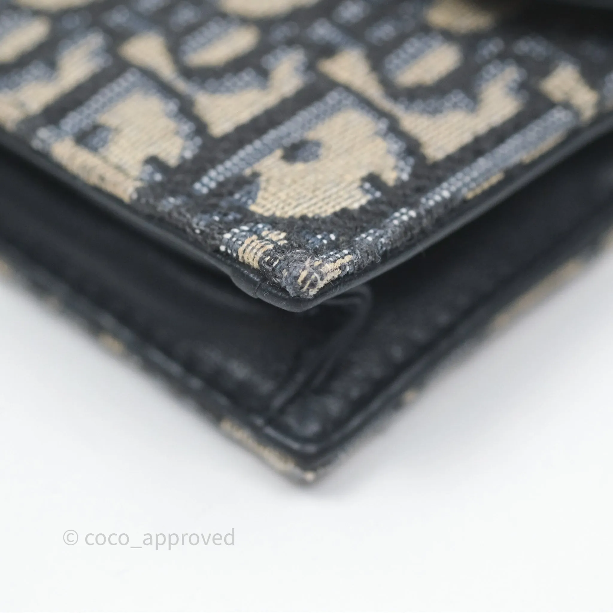 Christian Dior Saddle Flap Card Holder Blue Dior Oblique Jacquard