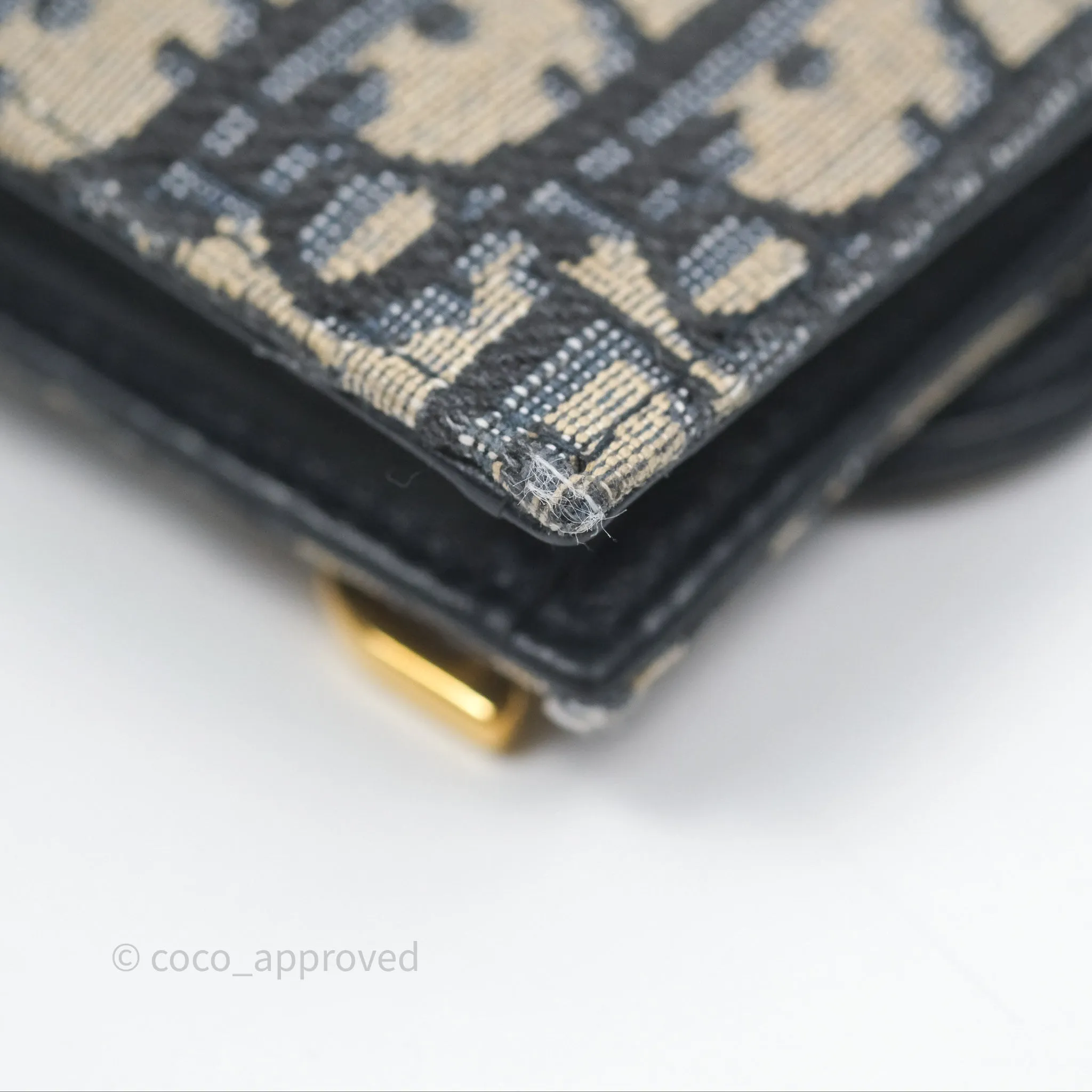 Christian Dior Saddle Flap Card Holder Blue Dior Oblique Jacquard