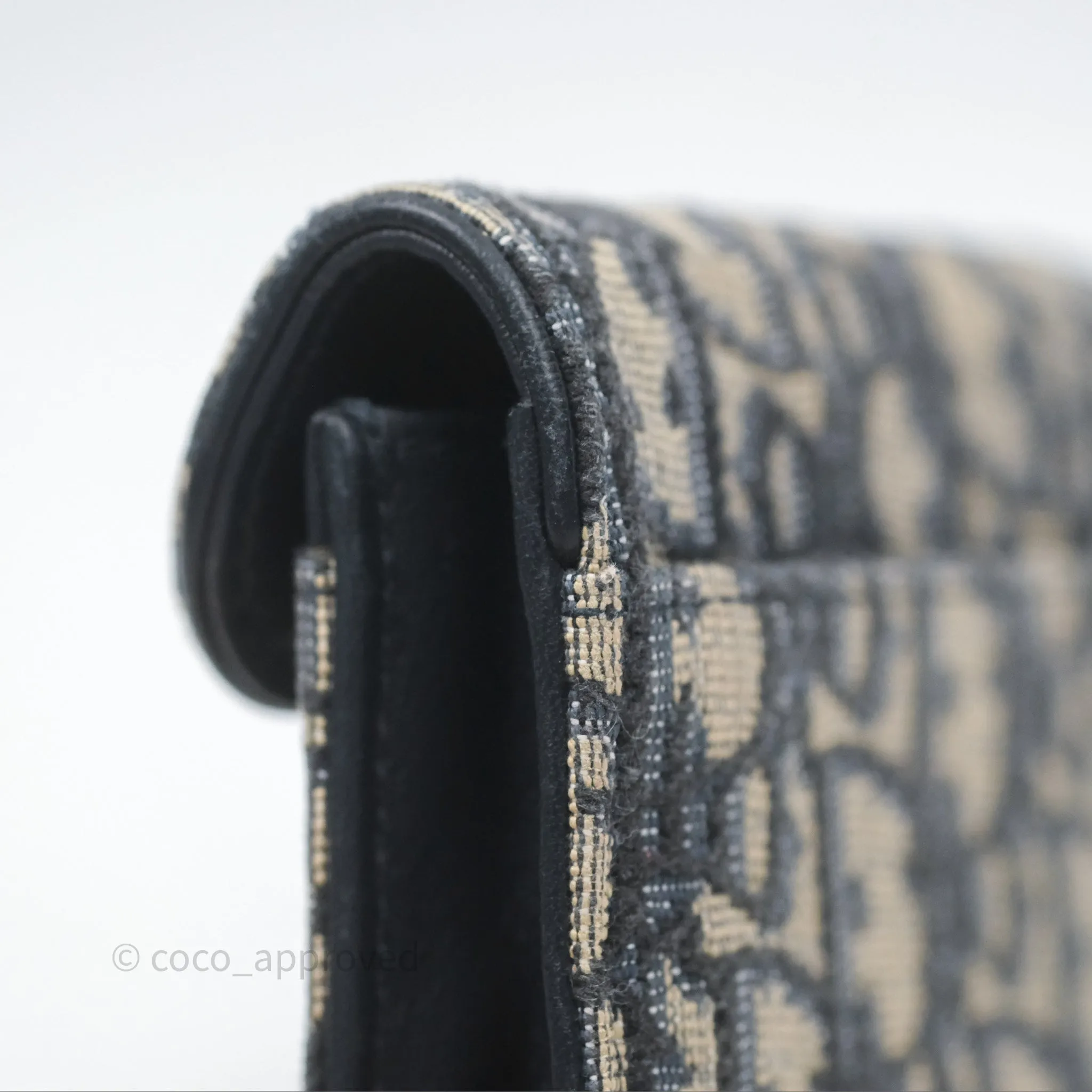 Christian Dior Saddle Flap Card Holder Blue Dior Oblique Jacquard
