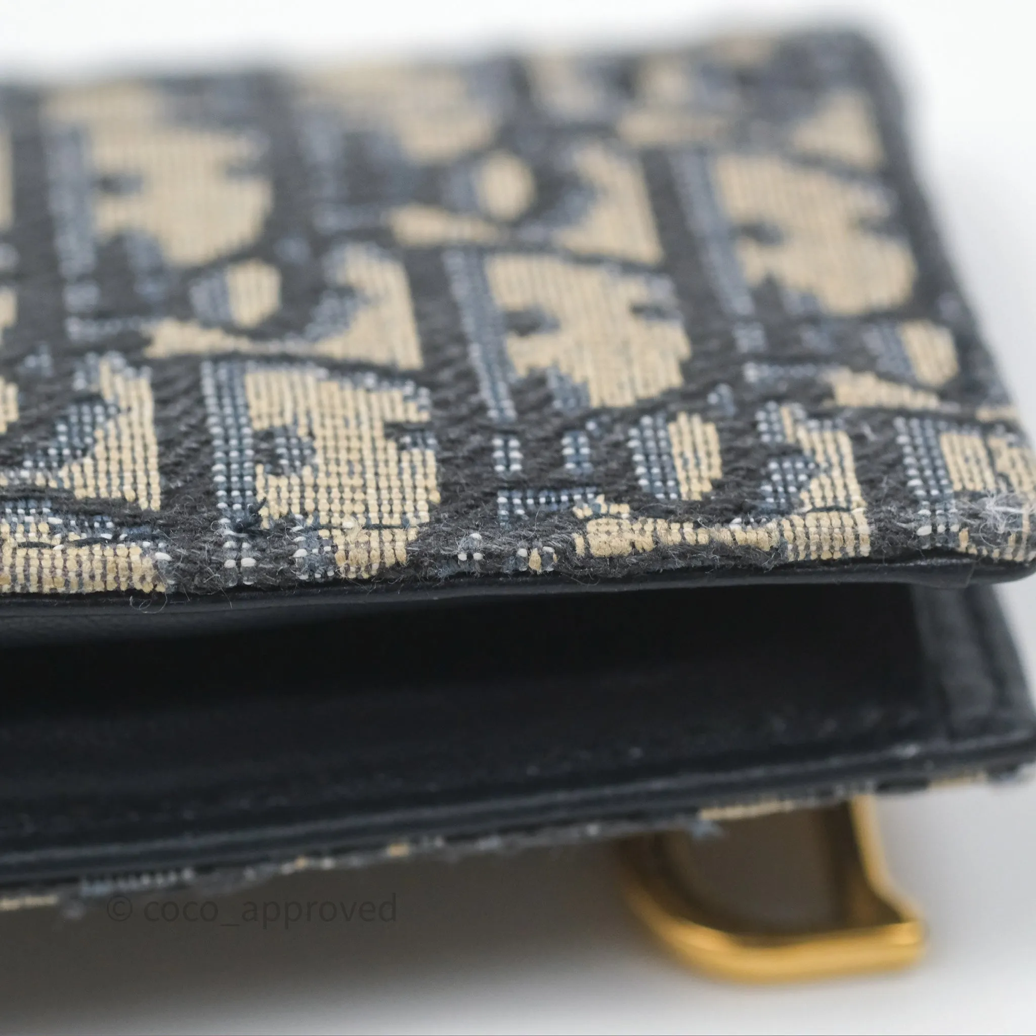 Christian Dior Saddle Flap Card Holder Blue Dior Oblique Jacquard